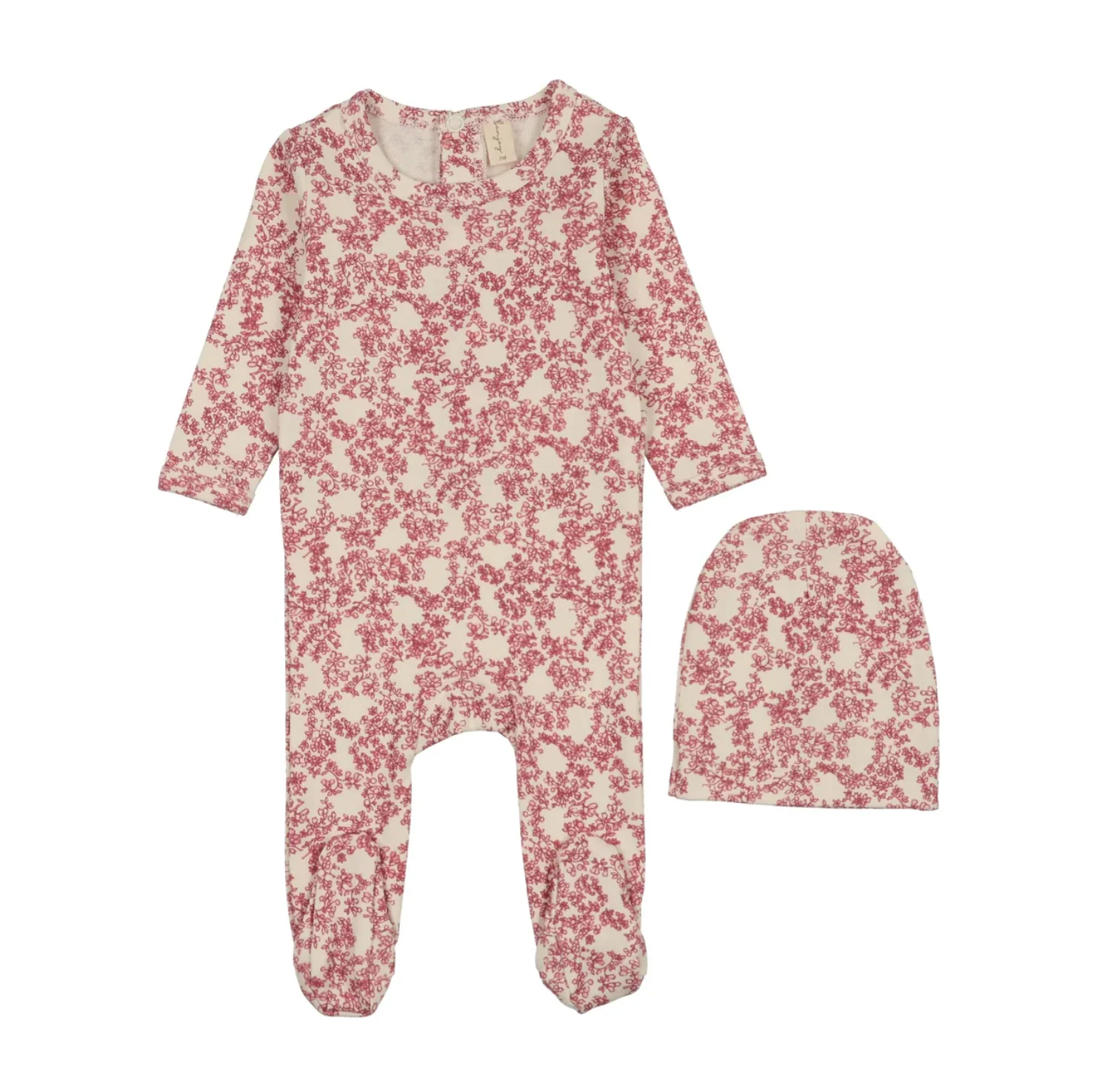 Bonjoy Abstract Vine Footie Set - All Over Red