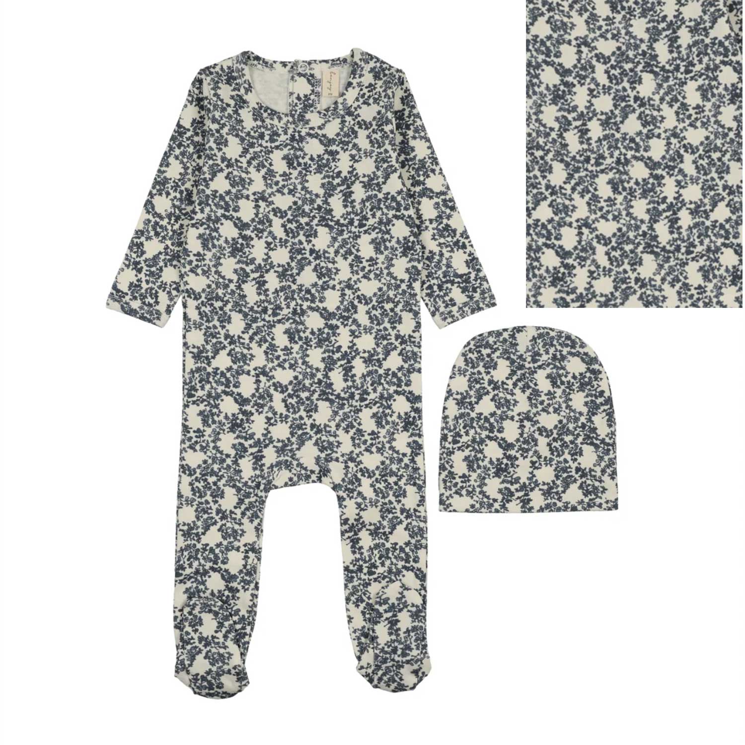 Bonjoy Abstract Vine Layette Set - All Over Denim