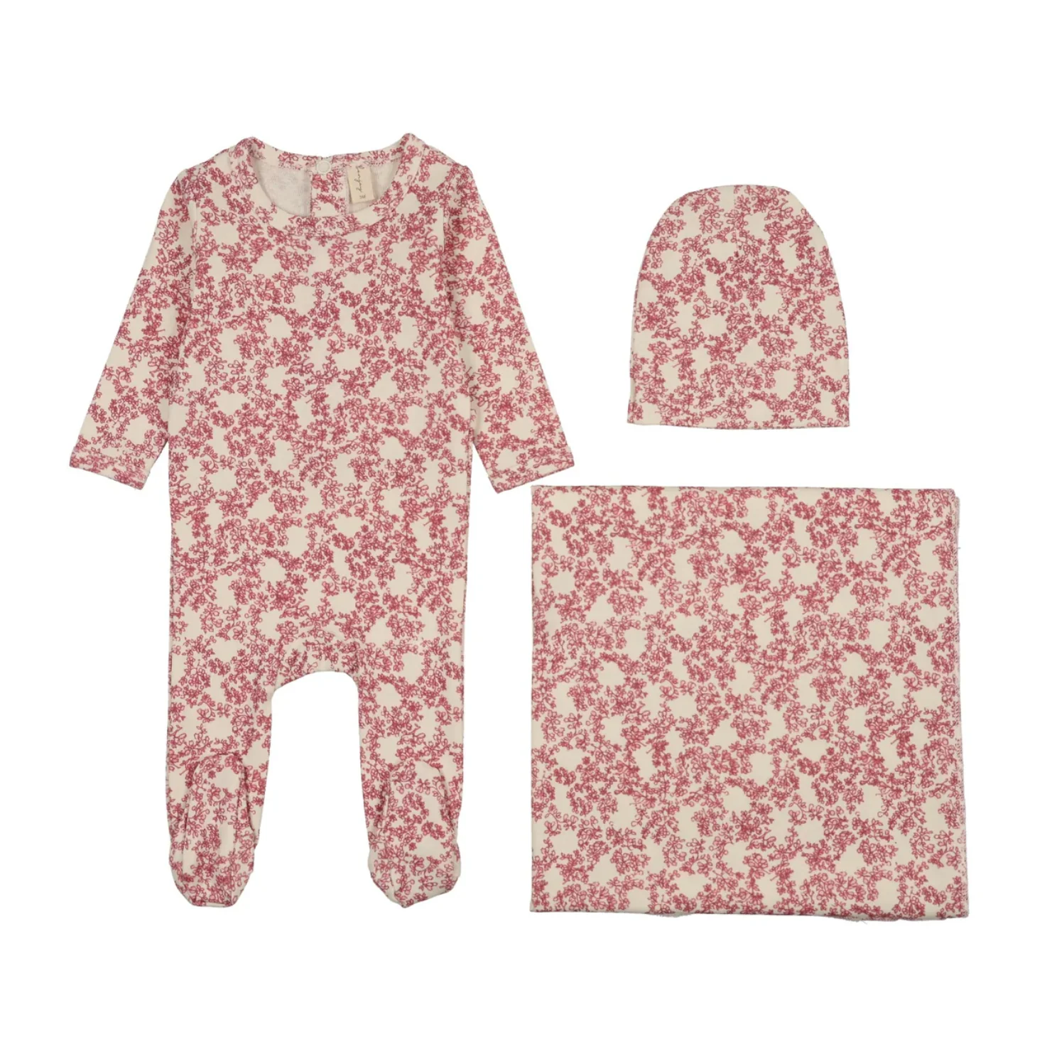 Bonjoy Abstract Vine Layette Set - All Over Red