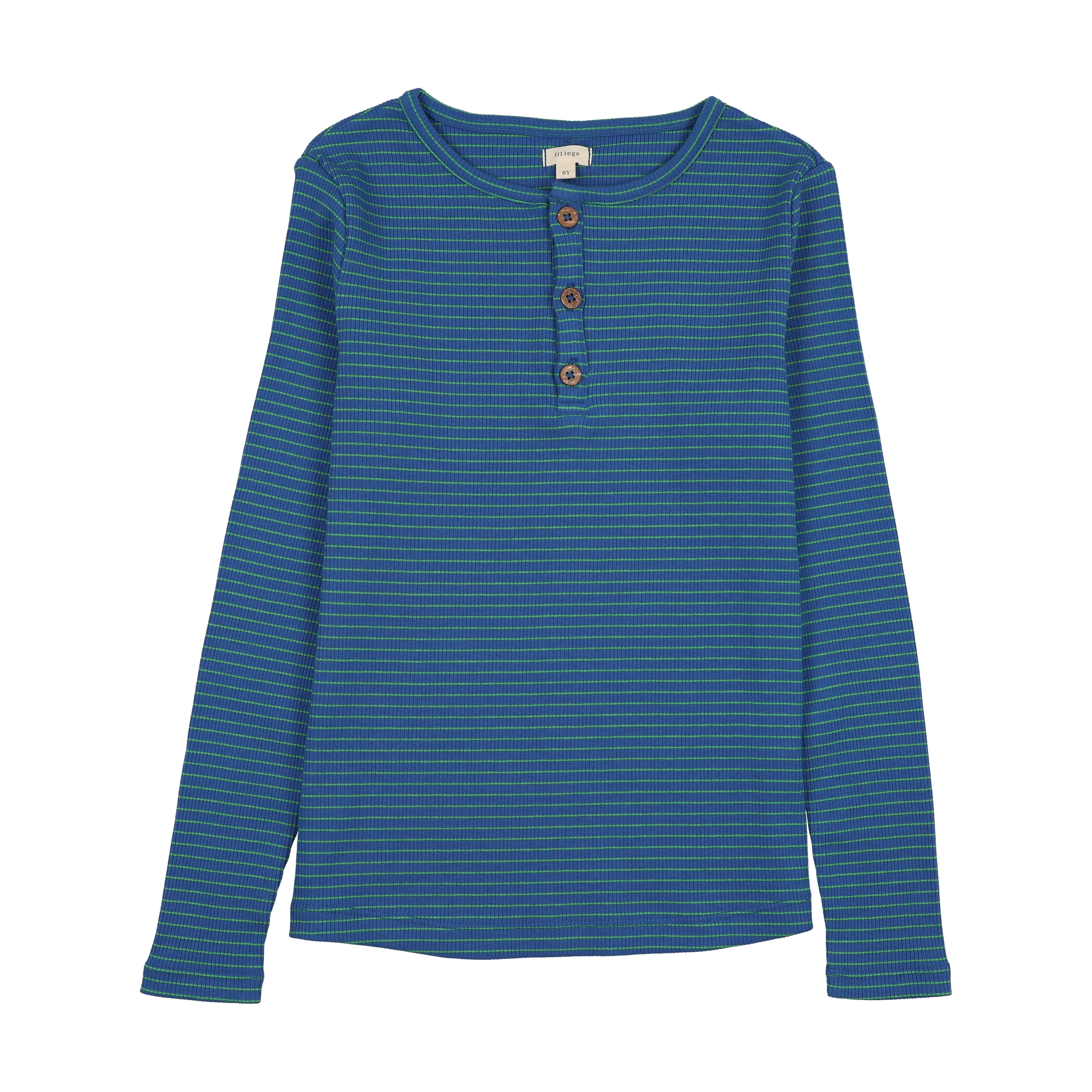 Analogie By Lil Legs Basic Stripe Henley - Blue/Green