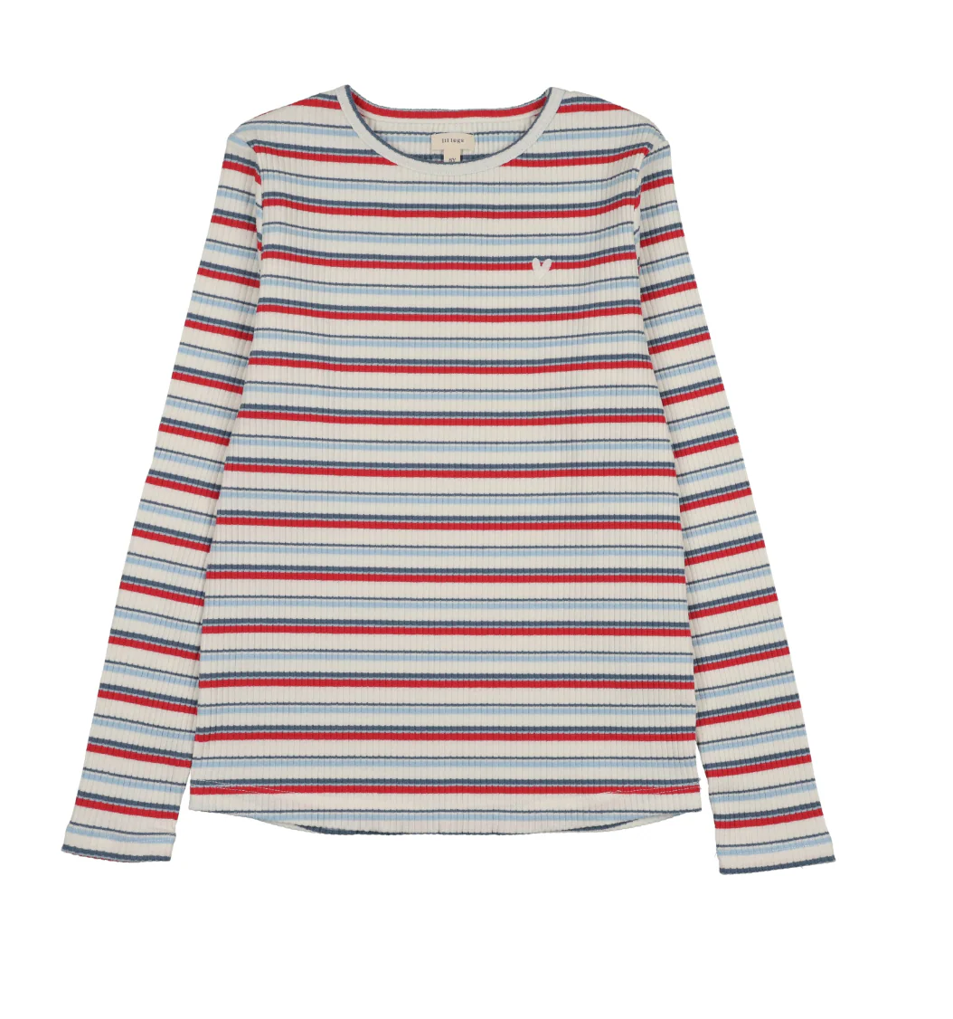 Analogie By Lil Legs Basic Stripe Tee - Blue/Red