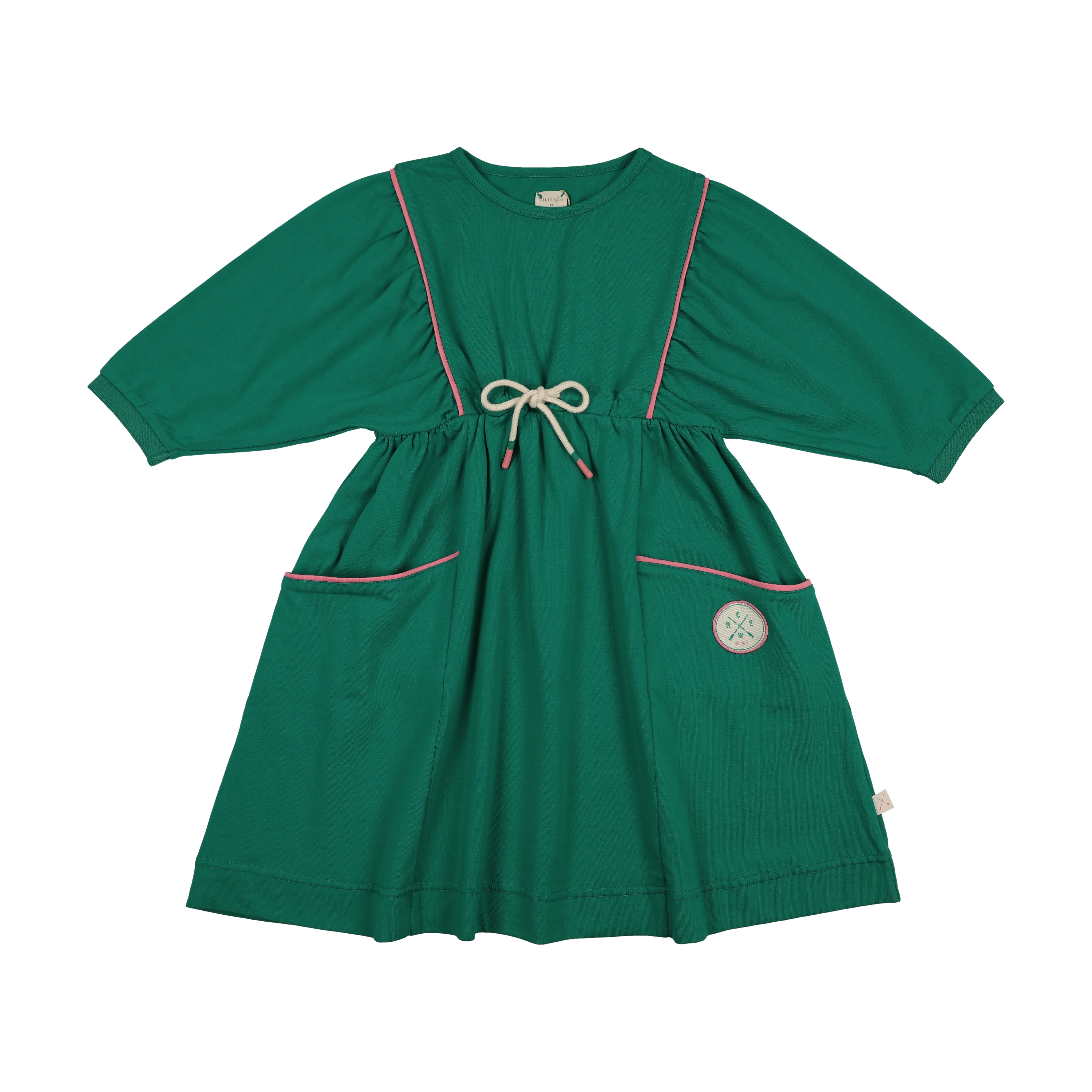 Analogie By Lil Legs Boating Crew Dress 3/4 - Electric Green