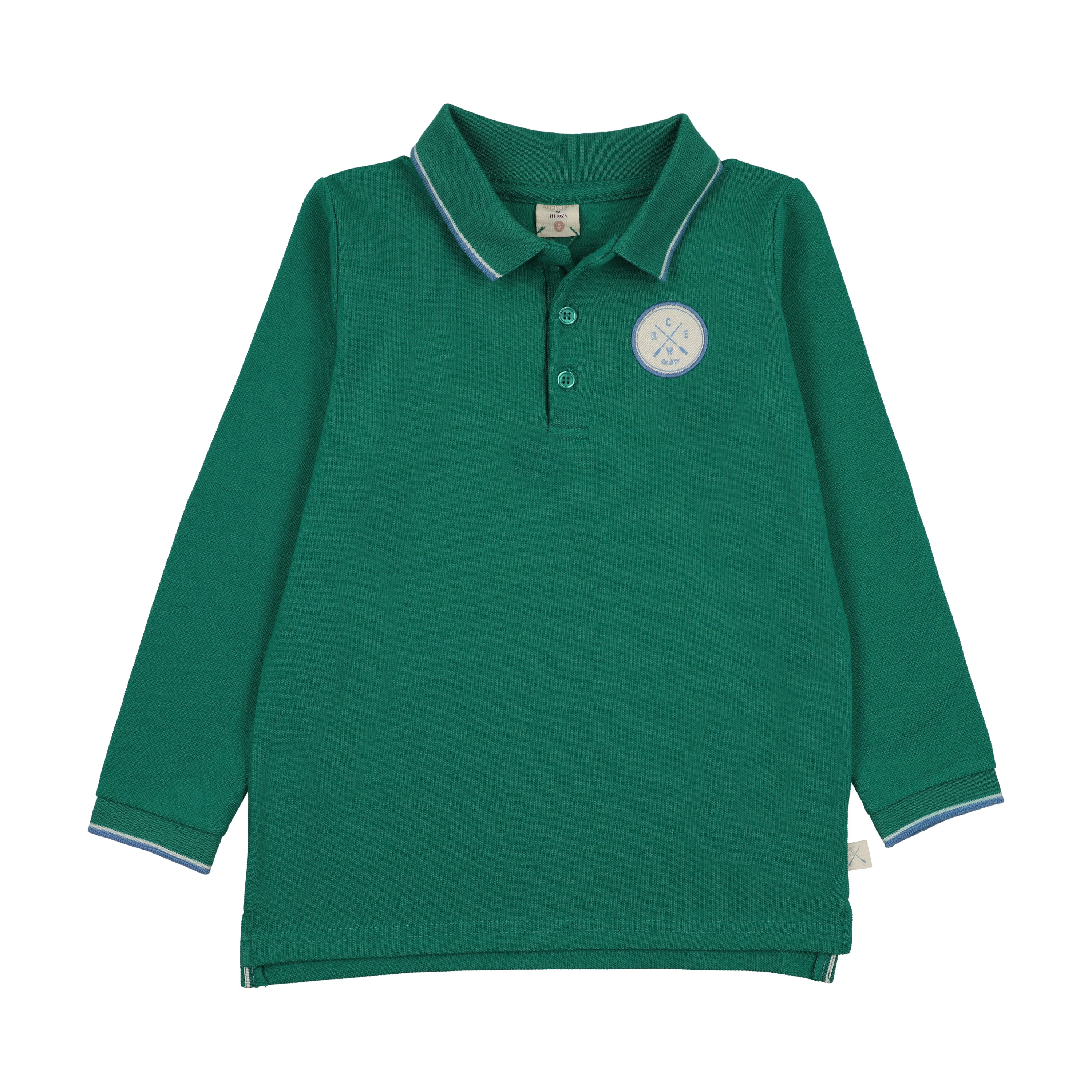 Analogie By Lil Legs Boating Crew Long Sleeve Polo - Electric Green