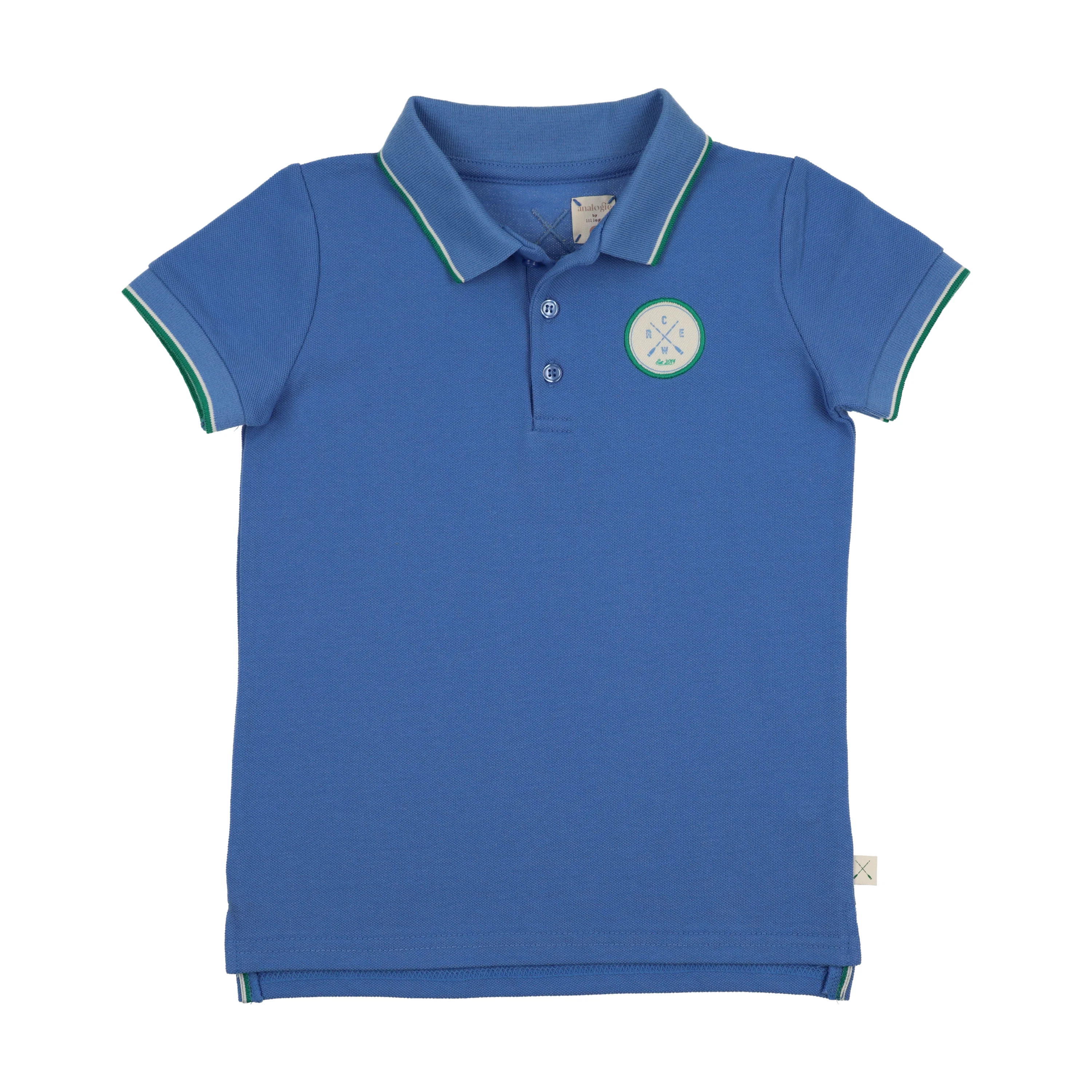 Analogie By Lil Legs Boating Crew Short Sleeve Polo - Fresh Blue