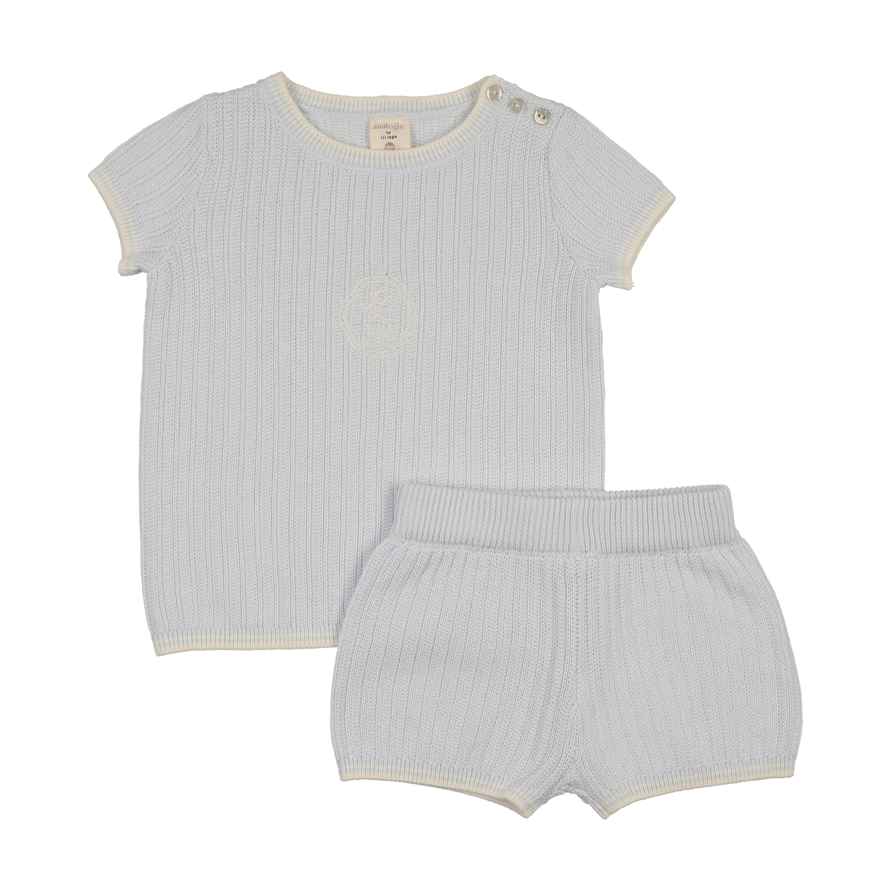 Analogie By Lil Legs Boys Knit Emblem Set - Clear Blue