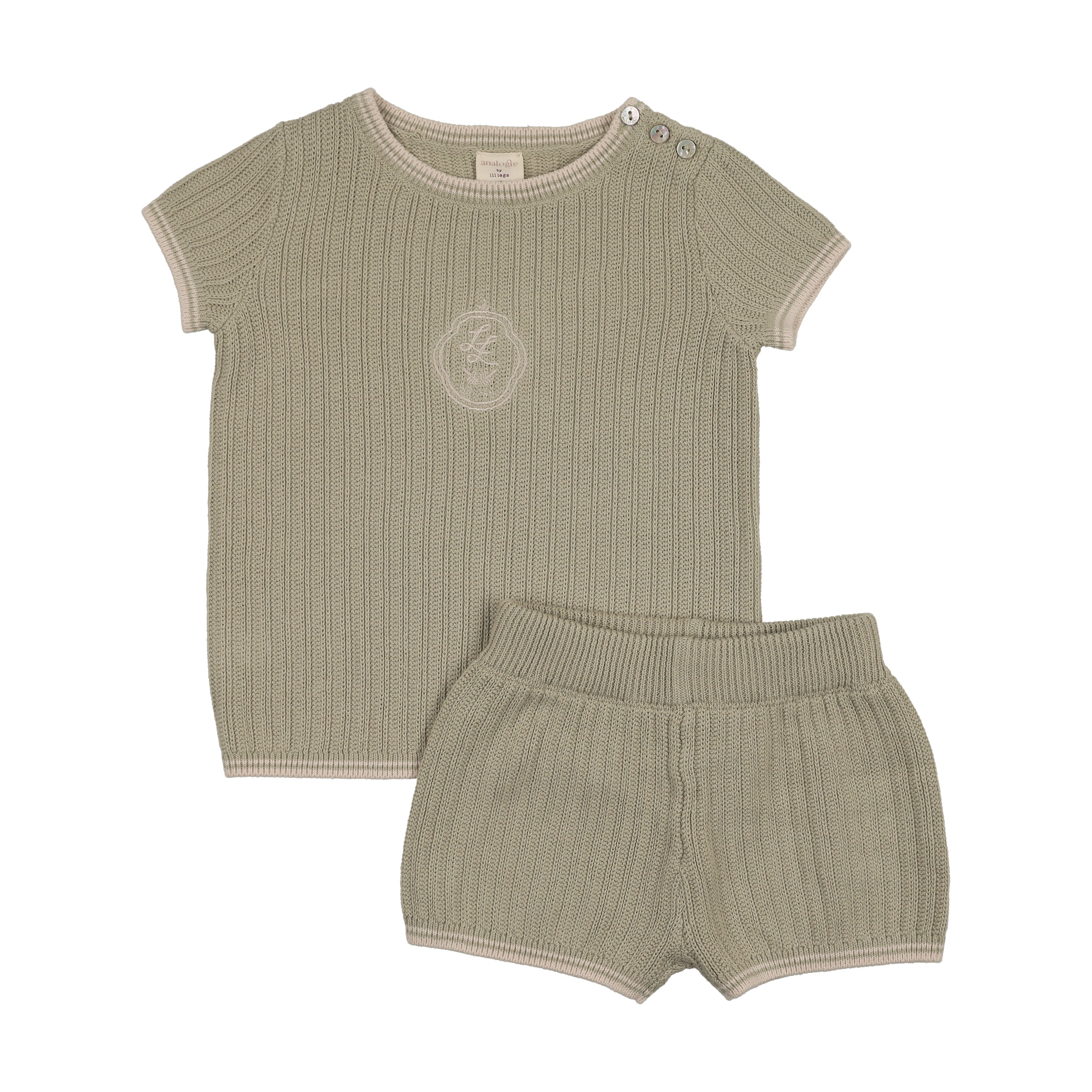 Analogie By Lil Legs Boys Knit Emblem Set - Shrub Green