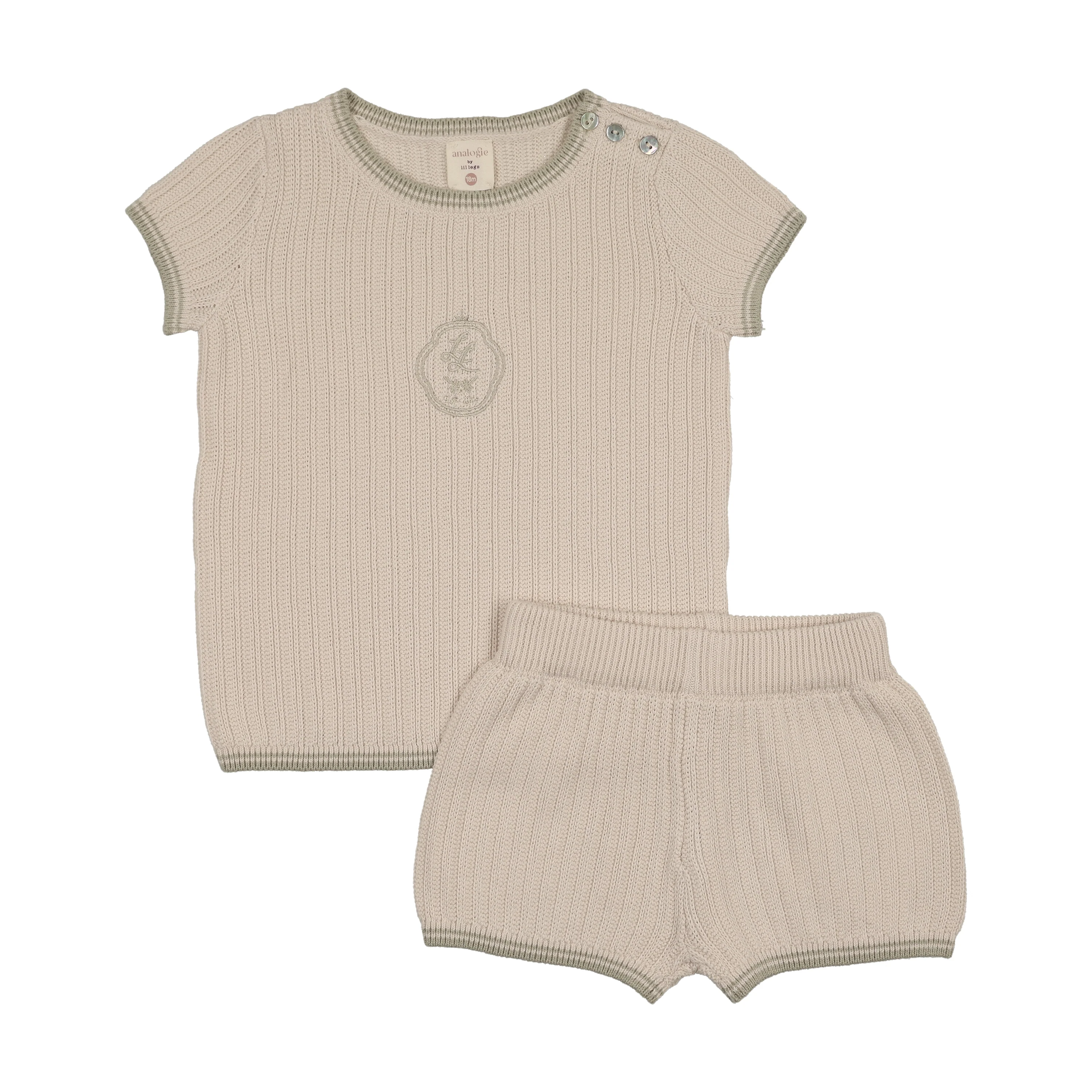 Analogie By Lil Legs Boys Knit Emblem Set - Wheat