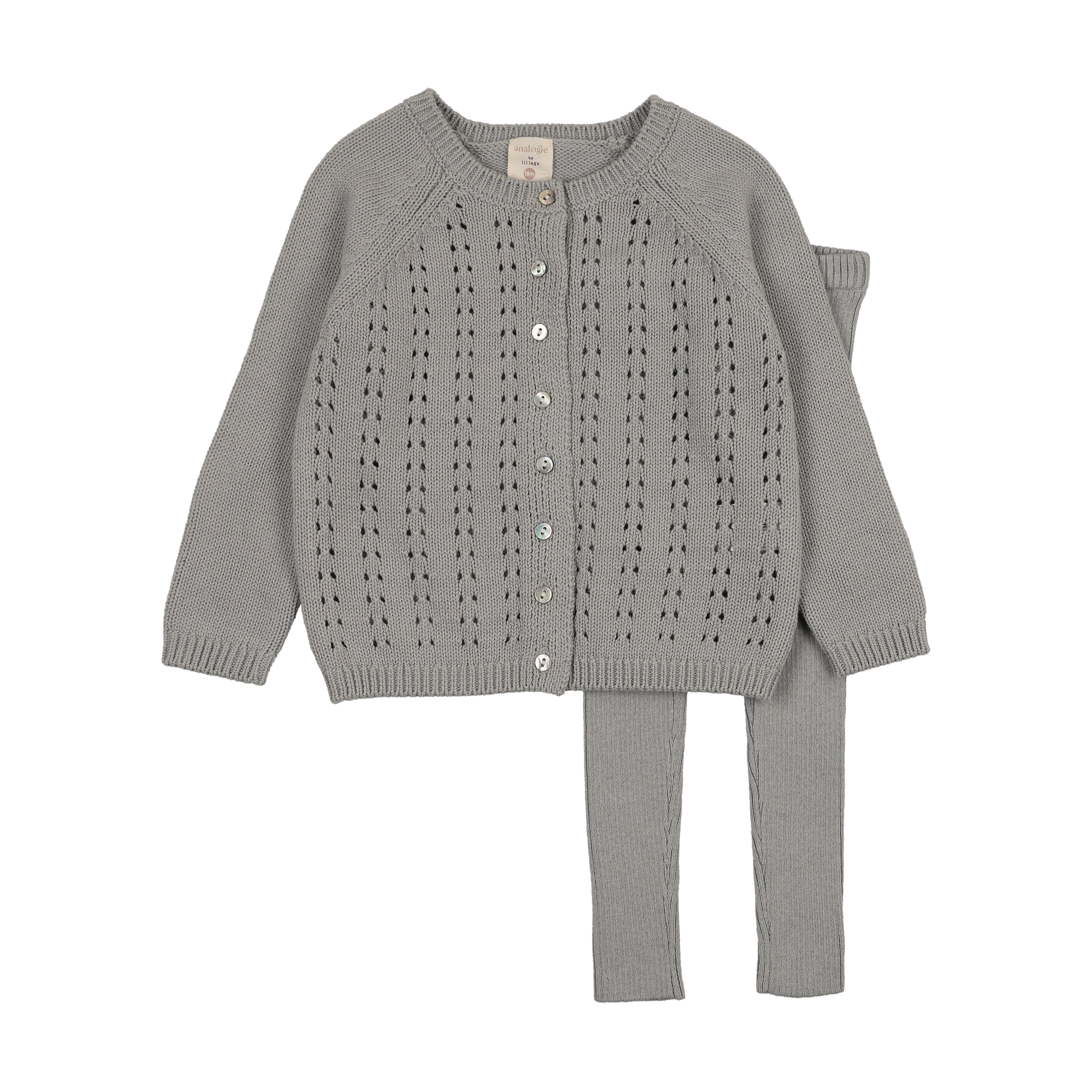 Analogie By Lil Legs Cardigan Knit Set - Blue