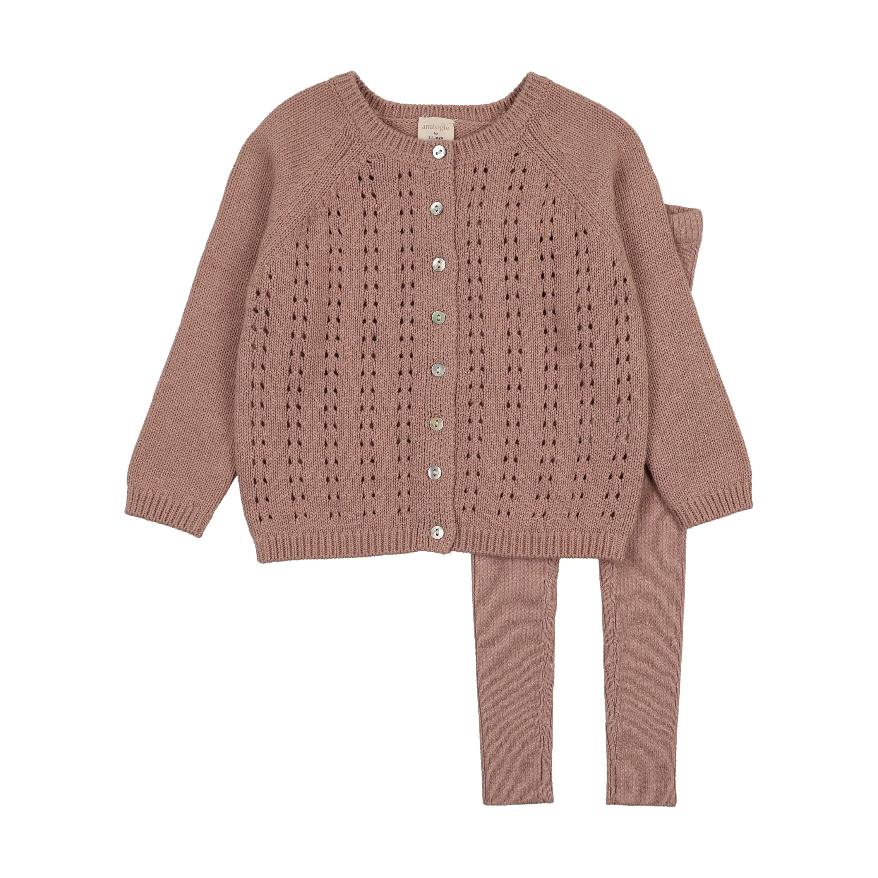 Analogie By Lil Legs Cardigan Knit Set - Pink