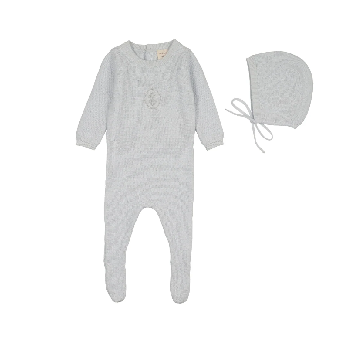 Analogie By Lil Legs Crest Knit Footie Set - Boys - Clear Blue