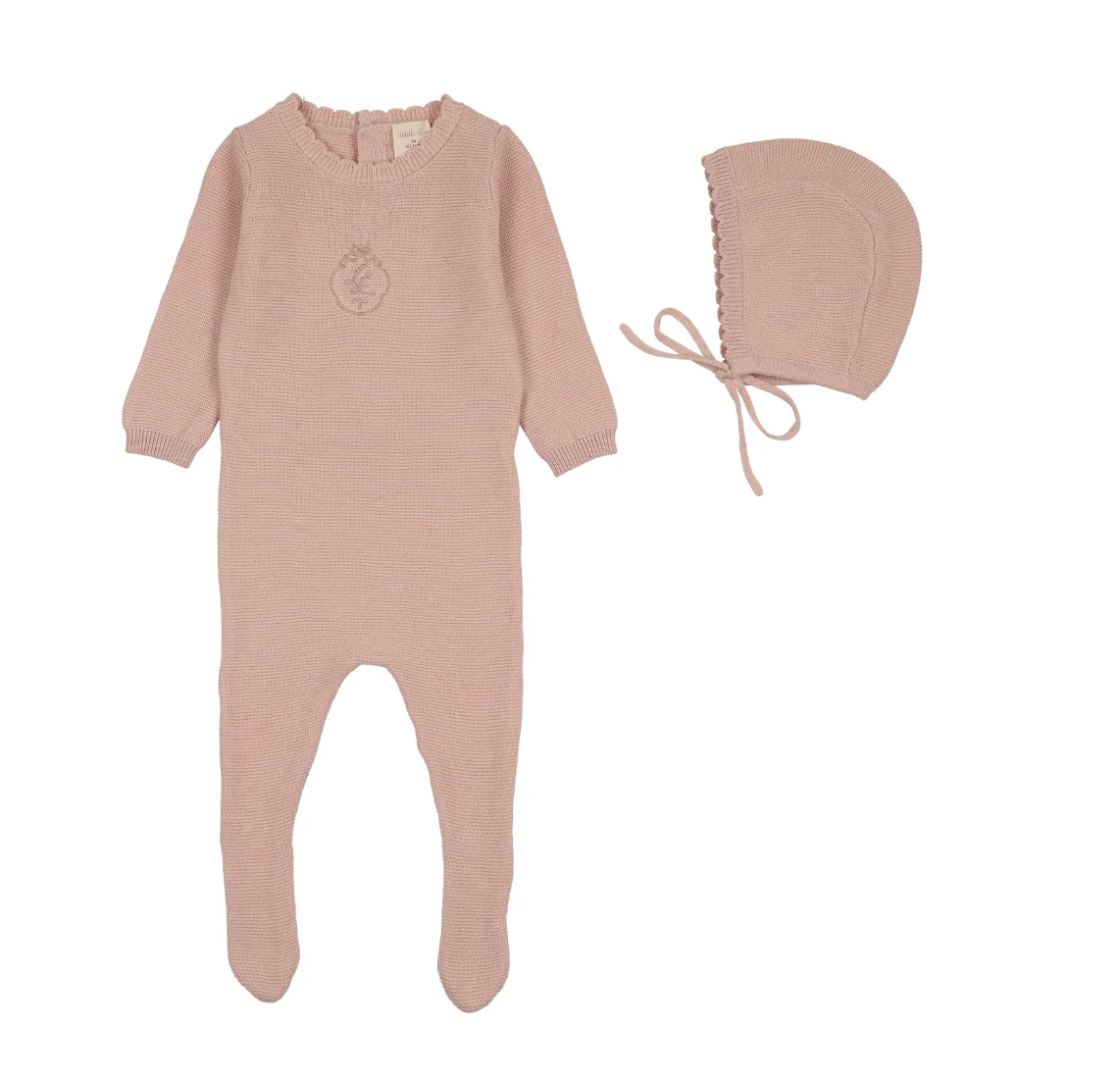 Analogie By Lil Legs Crest Knit Footie Set - Girls - Bud Pink