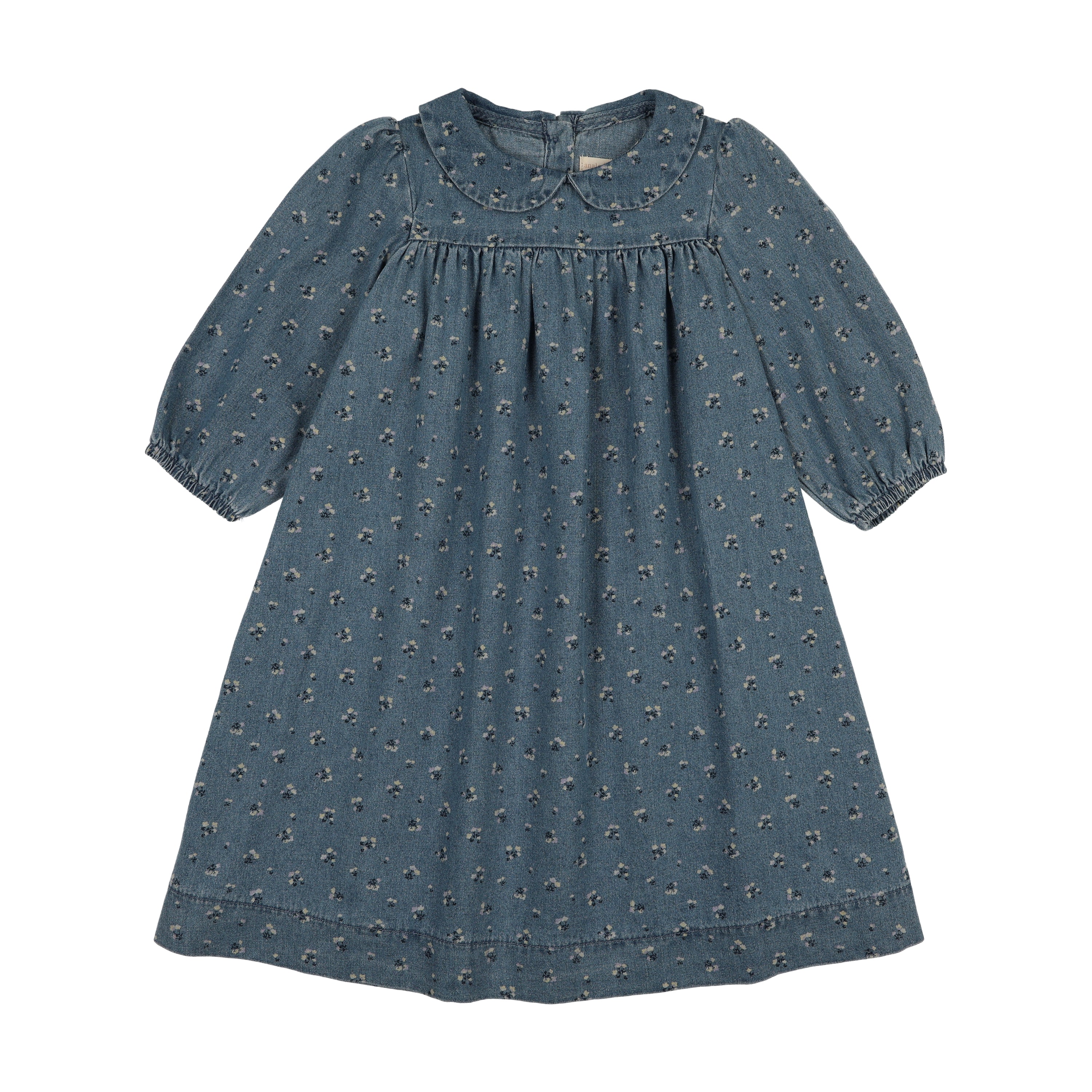 Analogie By Lil Legs Dainty Denim Dress 3/4 Sleeves - Blue