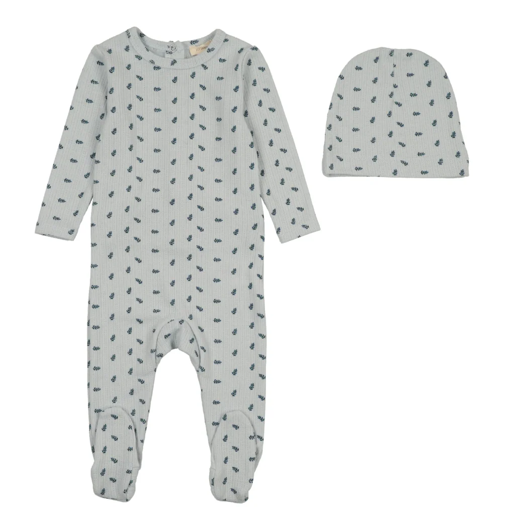 Analogie By Lil Legs Dainty Print Footie - Blue Branch
