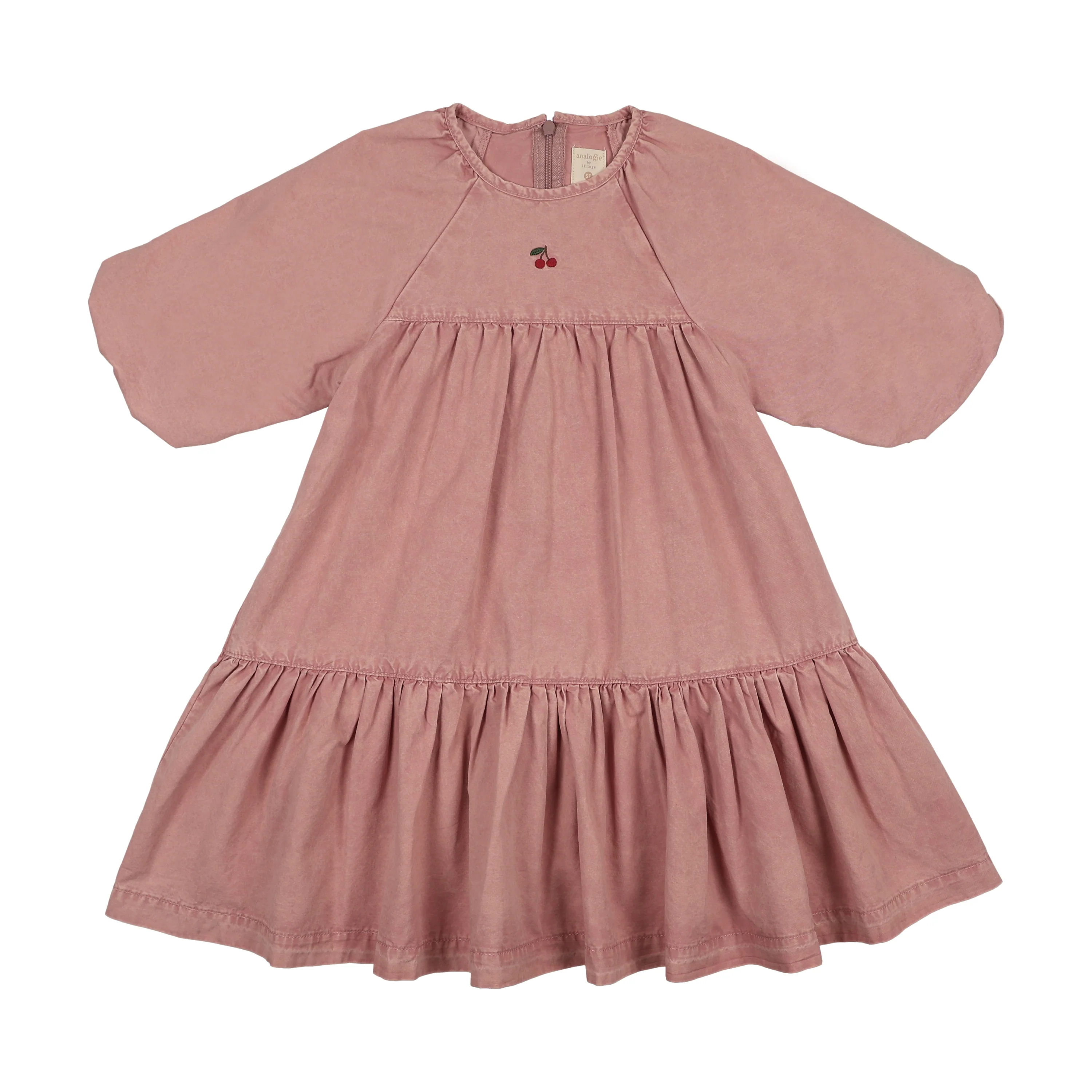 Analogie By Lil Legs Denim Capsule Dress 3/4 Sleeves - Pink Wash