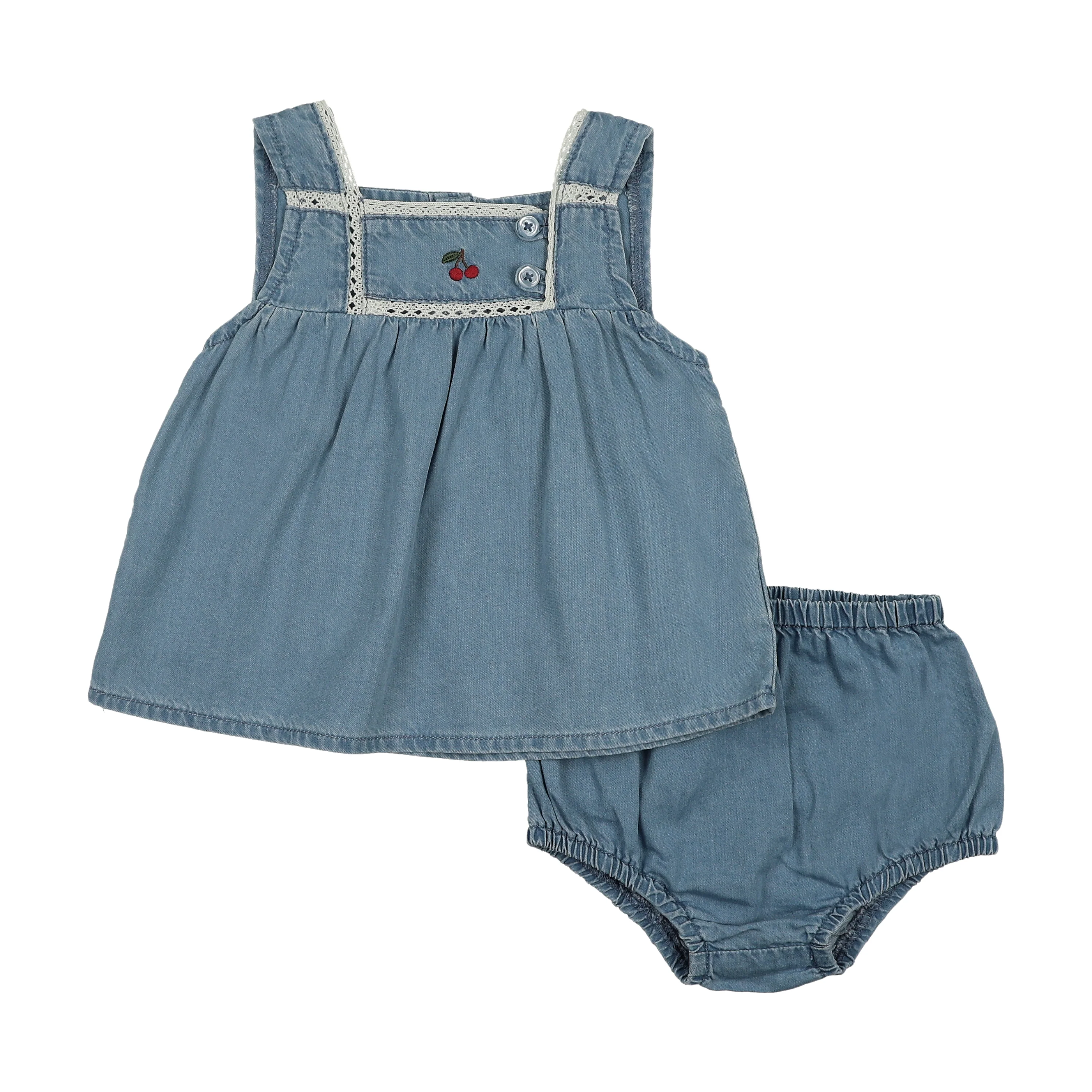 Analogie By Lil Legs Denim Capsule Toddler Girl Set - Blue Tencel