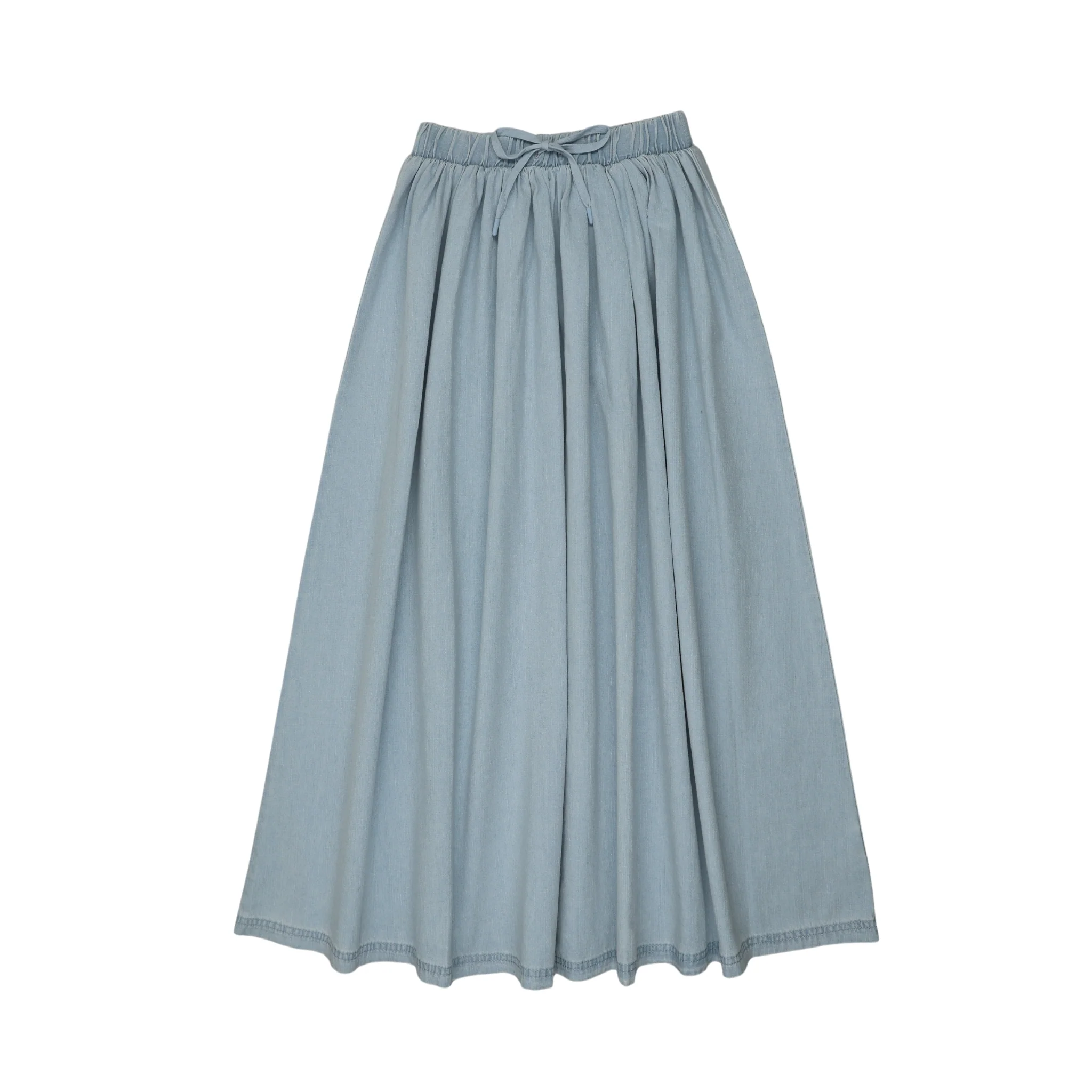 Analogie By Lil Legs Denim Drawstring Maxi - Light Wash