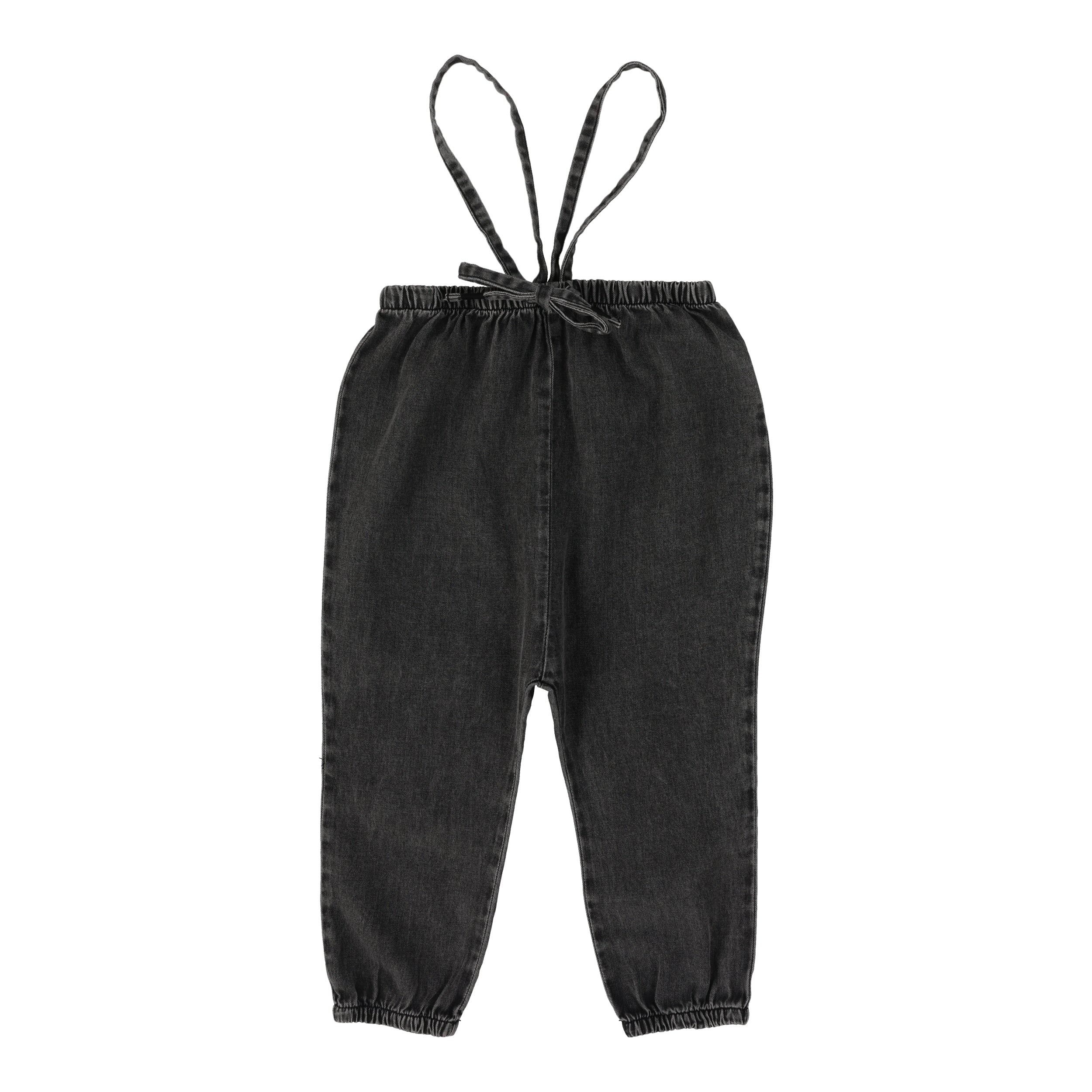 Analogie By Lil Legs DENIM SUSPENDER PANTS - Black Wash