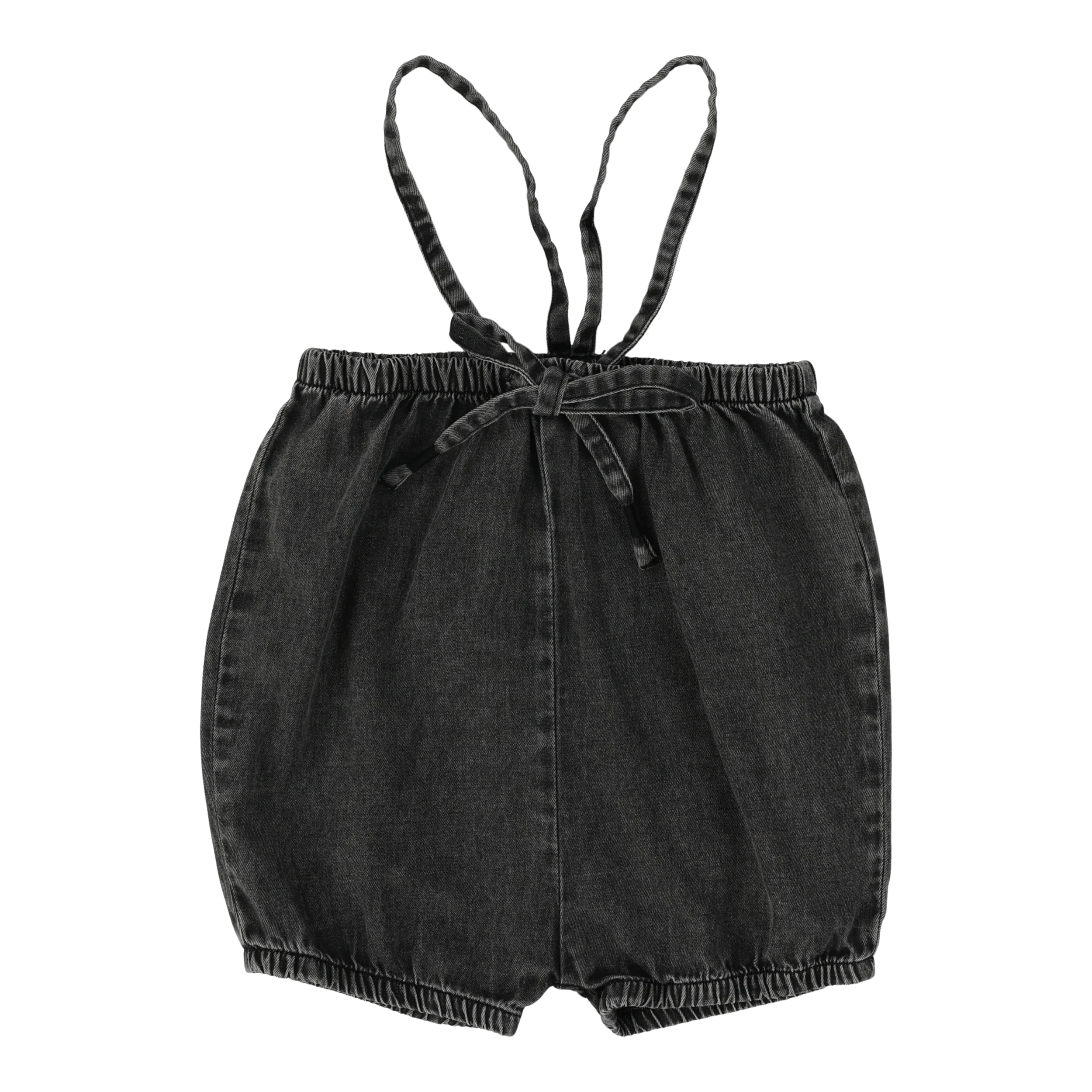 Analogie By Lil Legs DENIM SUSPENDER SHORTS - Black Wash