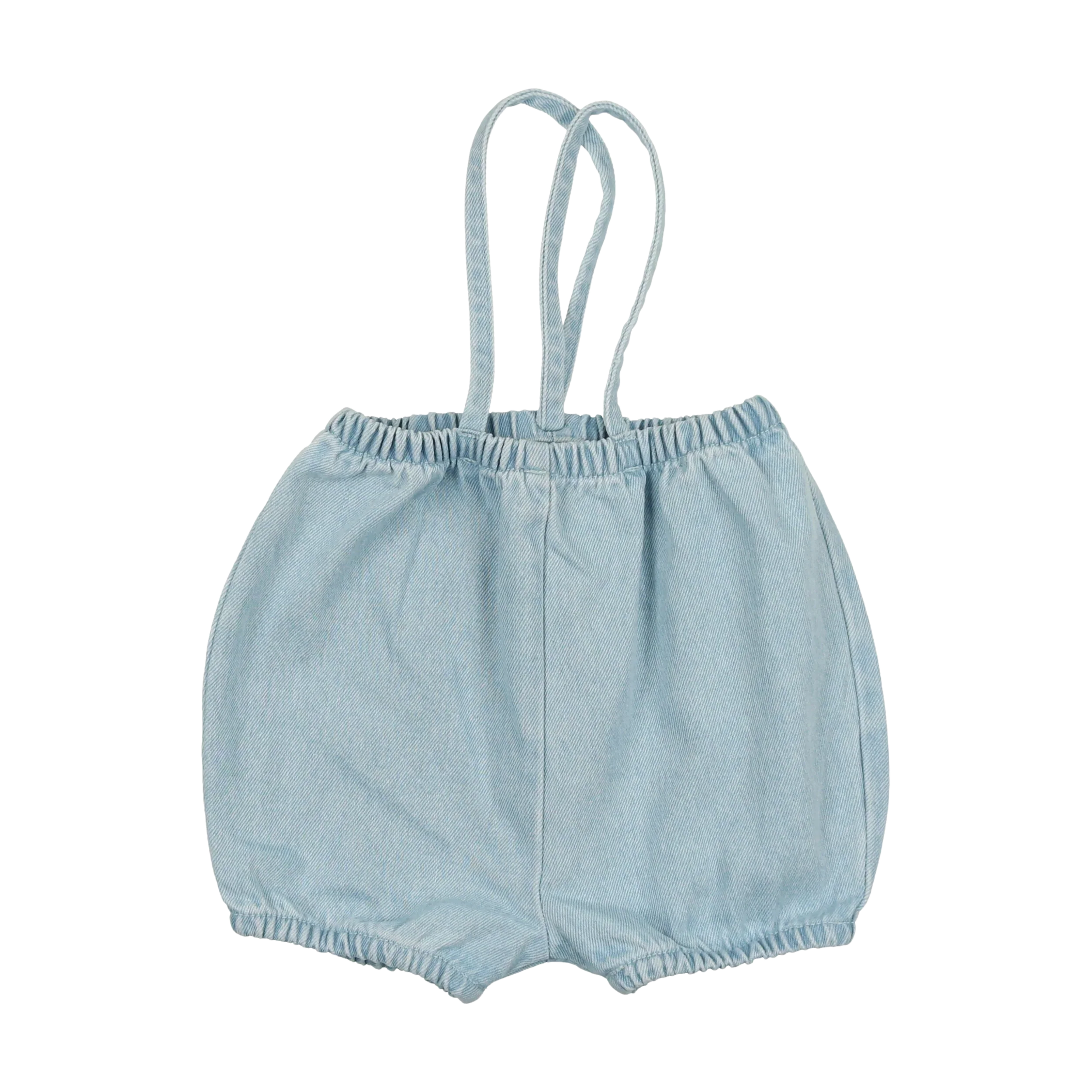 Analogie By Lil Legs DENIM SUSPENDER SHORTS - Light Wash