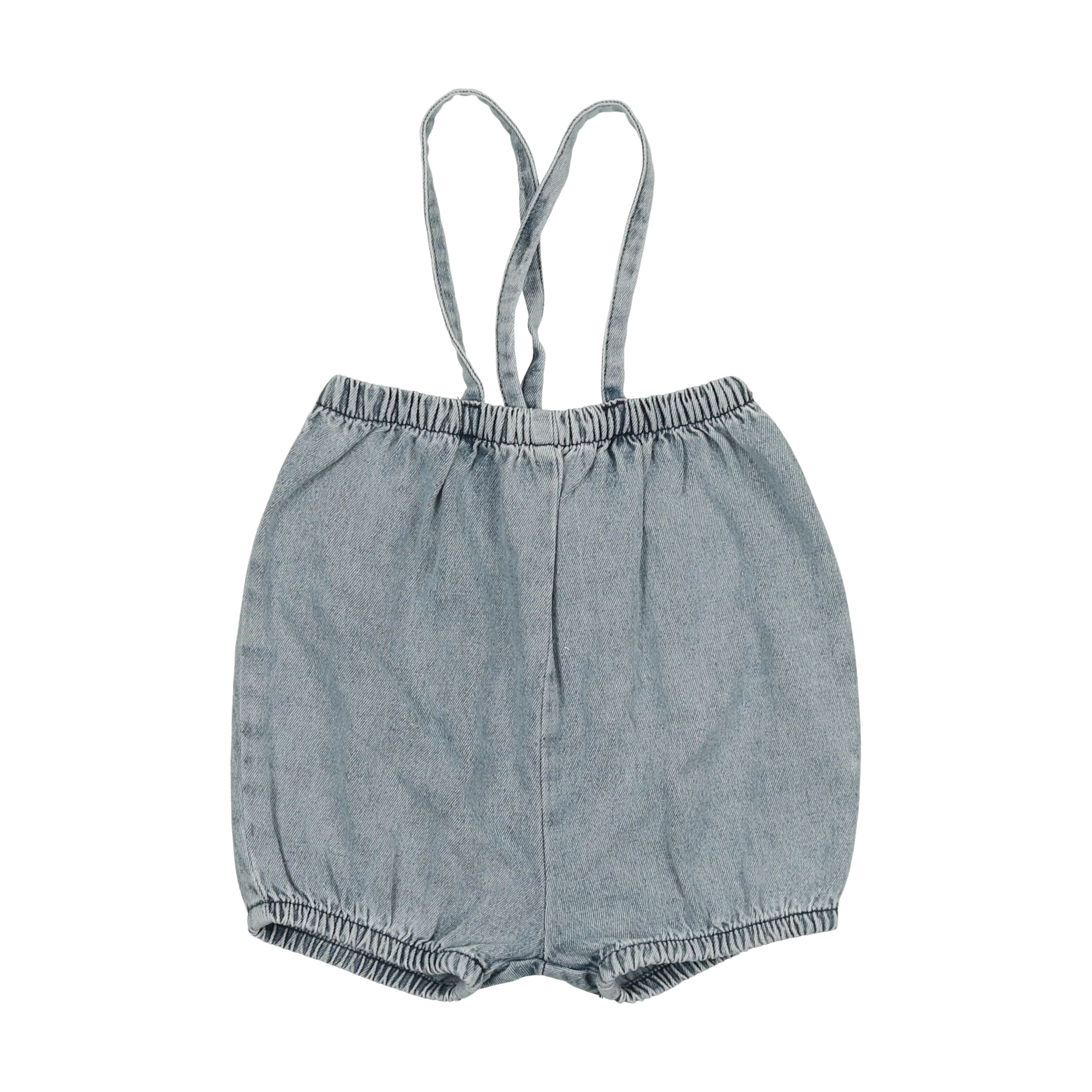 Analogie By Lil Legs DENIM SUSPENDER SHORTS - Stonewash