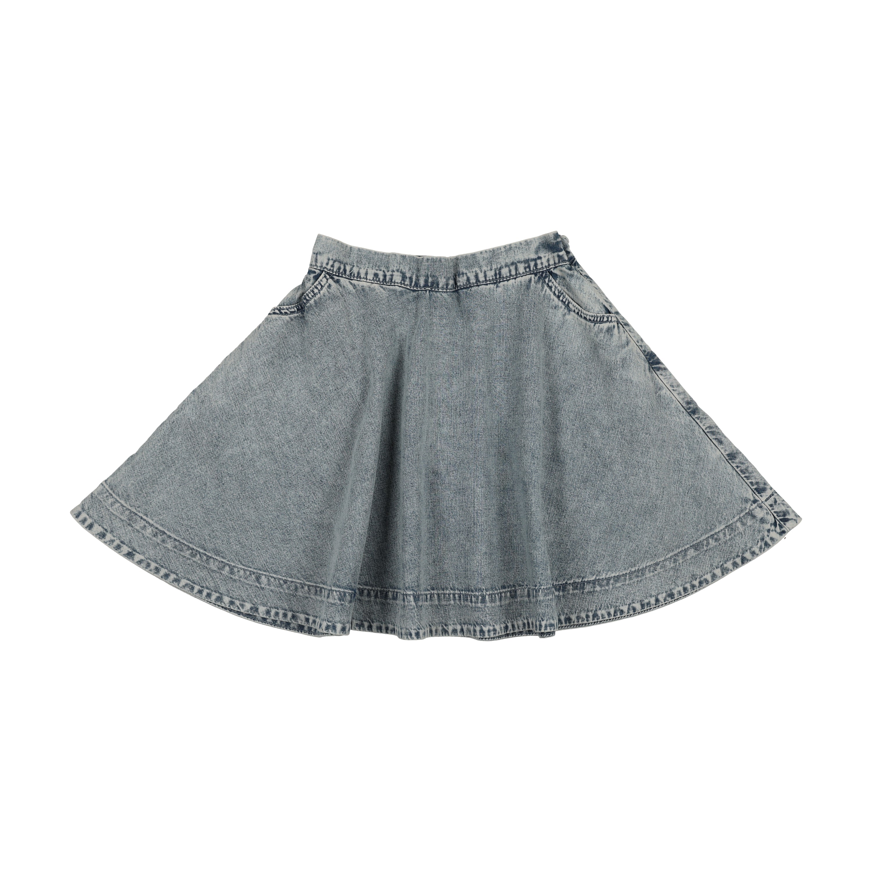 Analogie By Lil Legs Denim Tencel Flared Skirt - Stone Wash