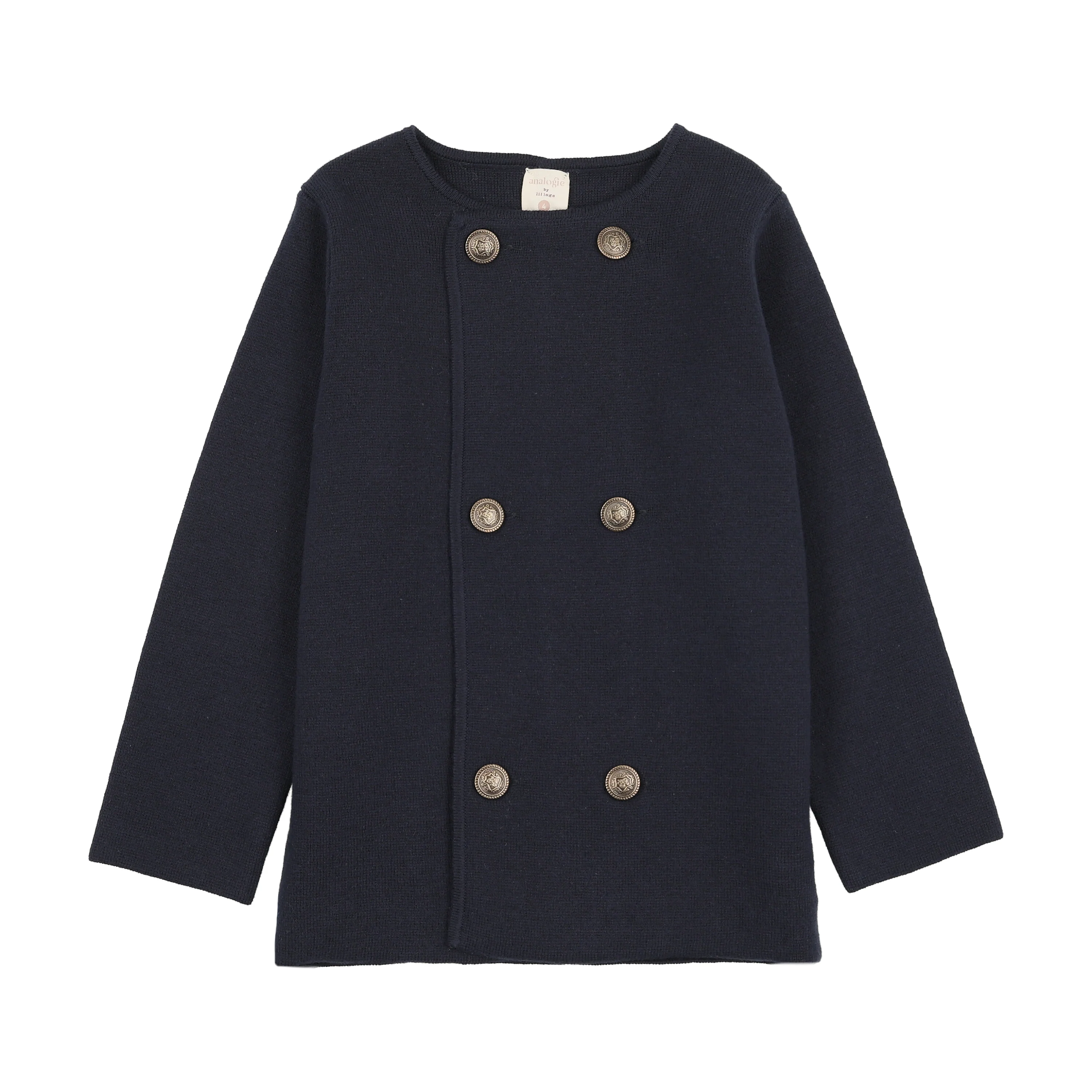 Analogie By Lil Legs Double Breasted Knit Blazer - Navy