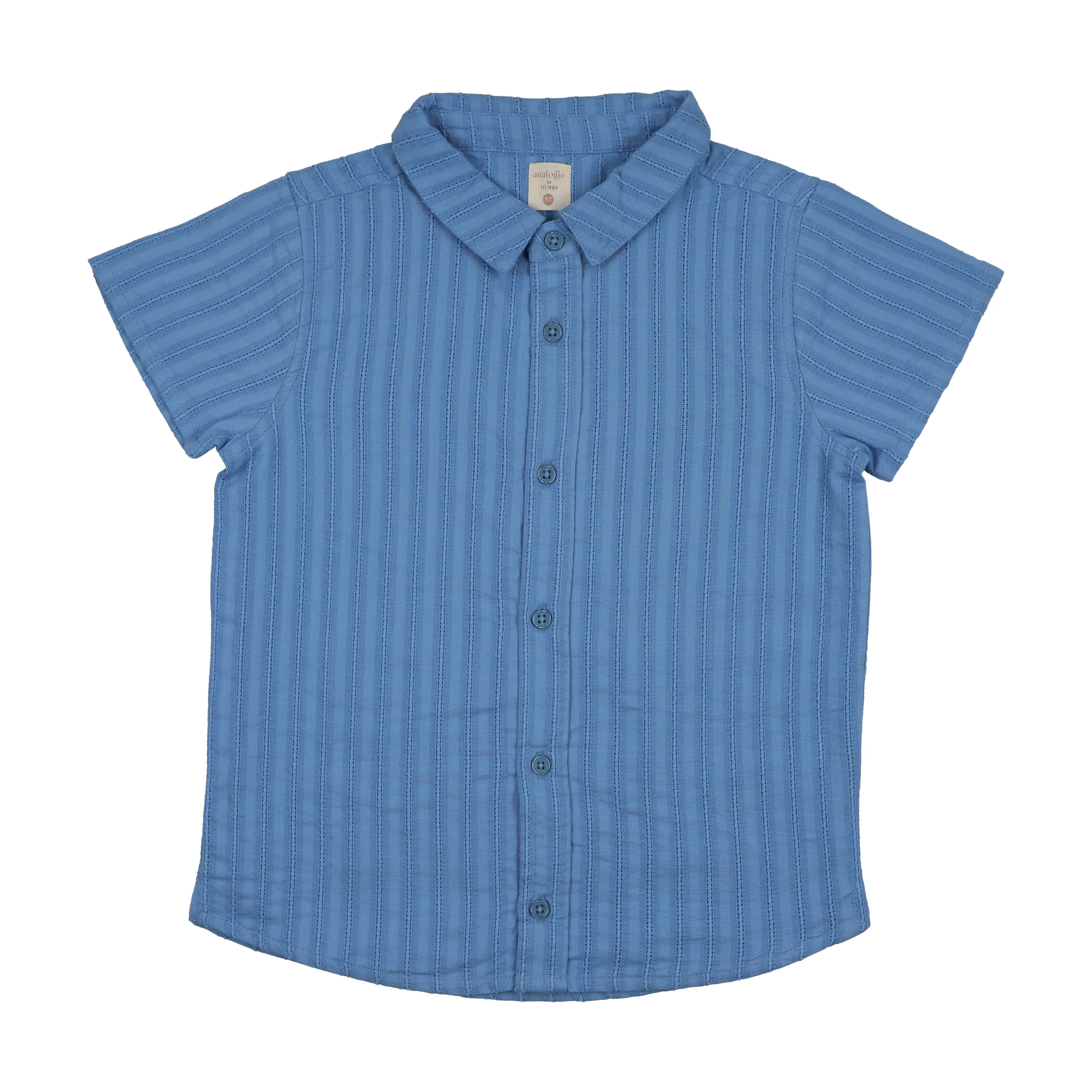 Analogie By Lil Legs Downtown Boys SS Button Down Shirt - Fresh Blue