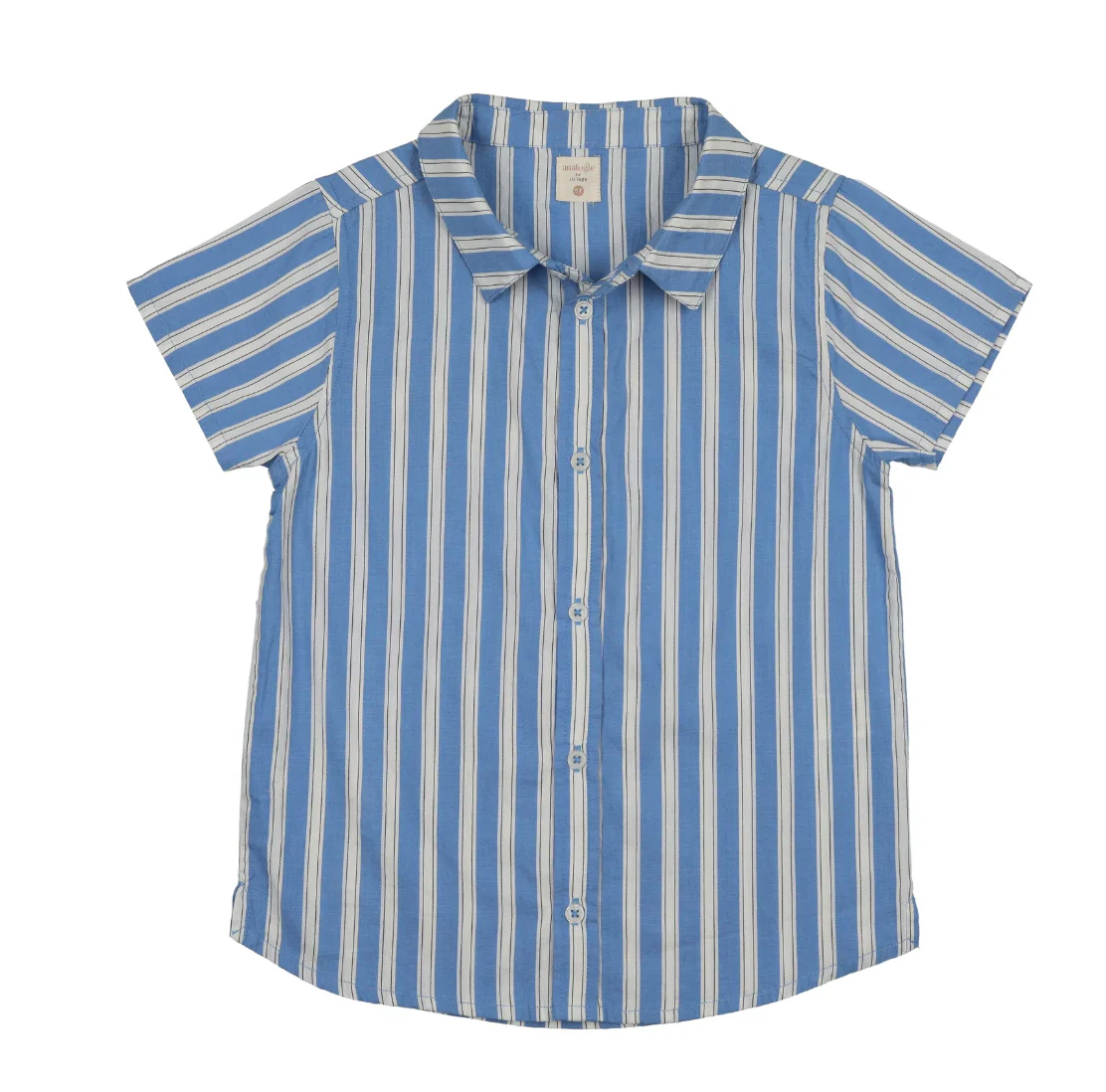 Analogie By Lil Legs Downtown Boys SS Button Down Shirt - Fresh Blue Stripe