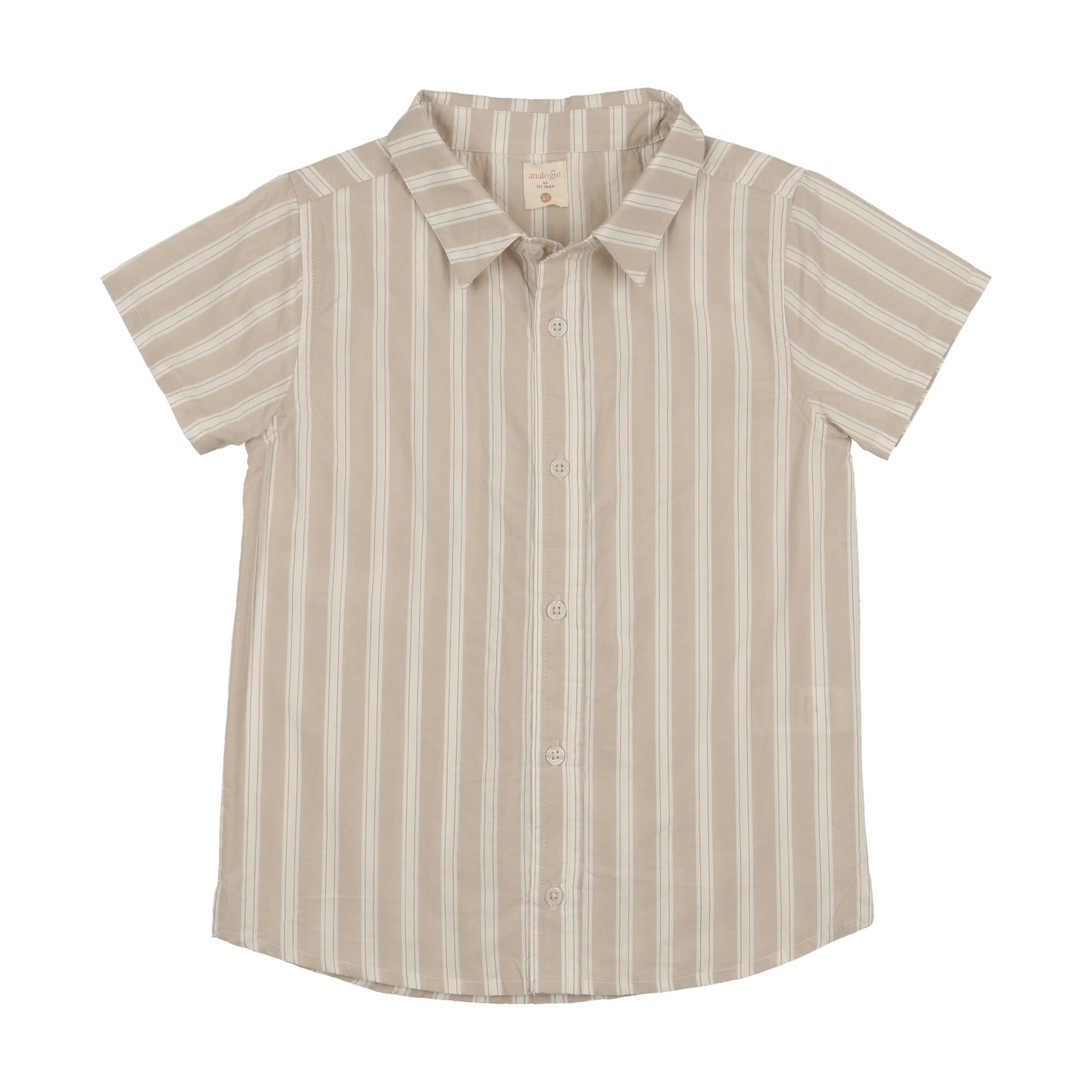 Analogie By Lil Legs Downtown Boys SS Button Down Shirt - Wheat Stripe
