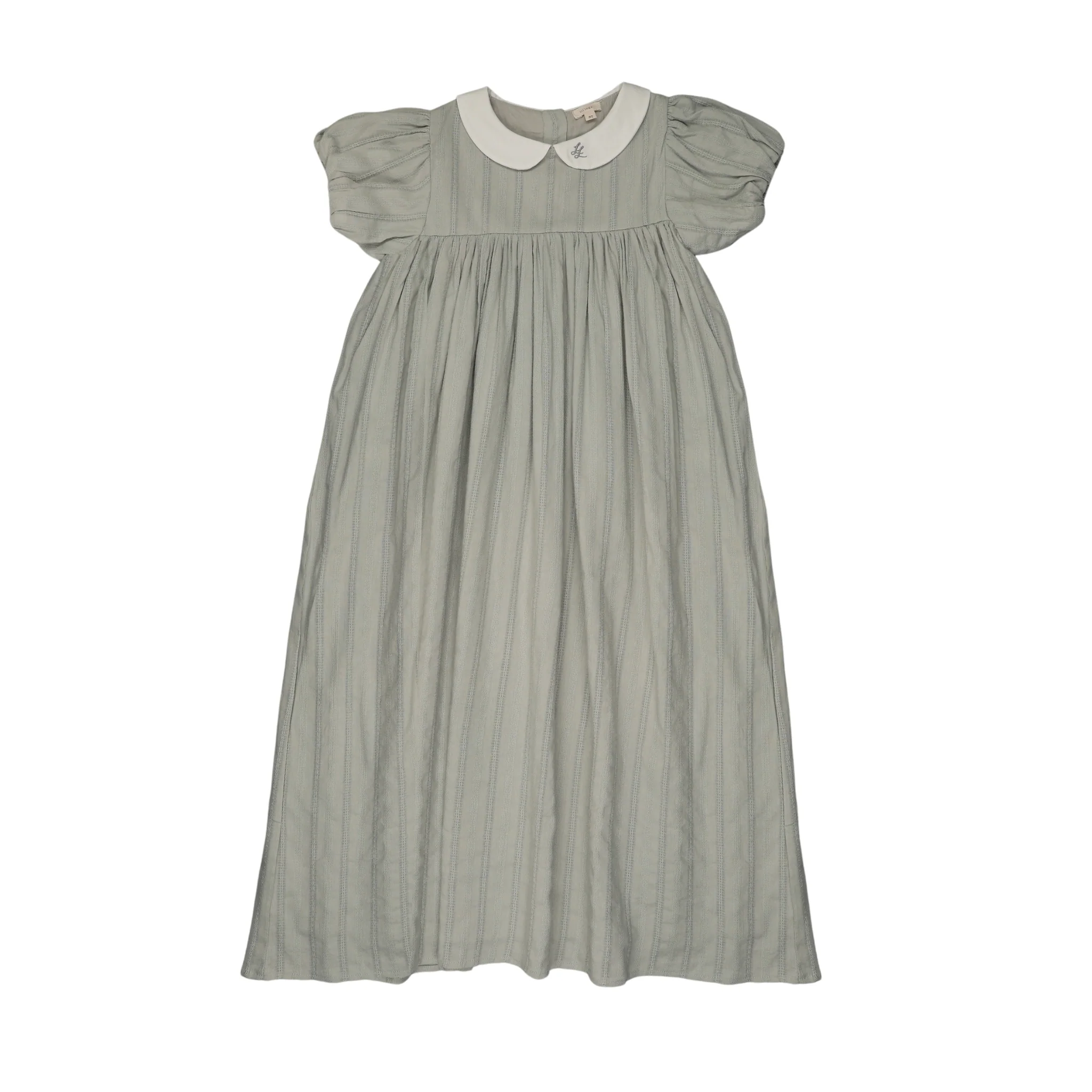 Analogie By Lil Legs Embroidered Collar Maxi Short Sleeve - Seafoam
