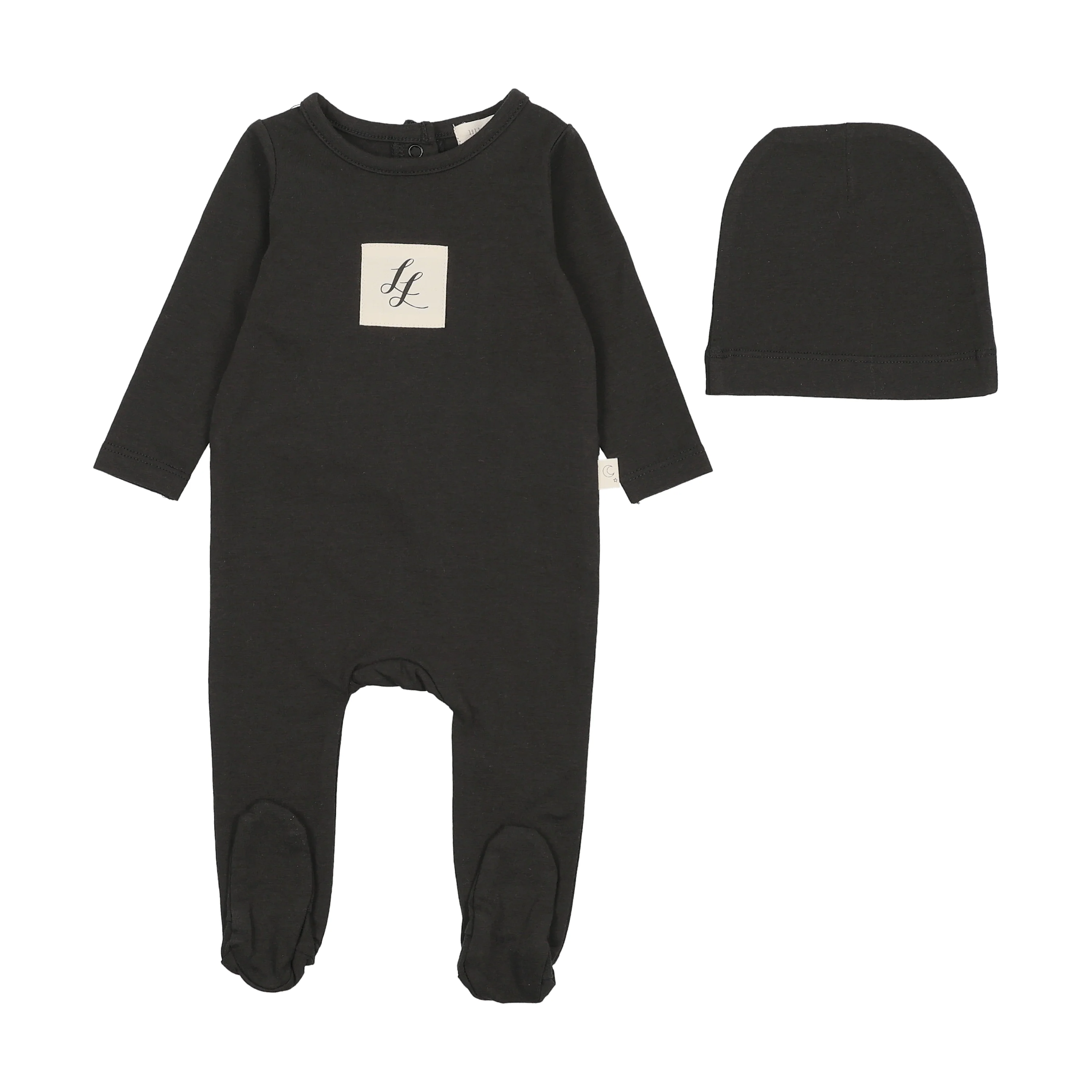 Analogie By Lil Legs Embroidered Lounge Footie - Black