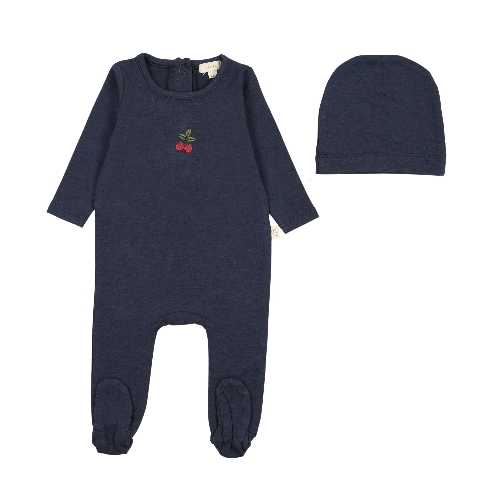 Analogie By Lil Legs Embroidered Lounge Footie - Navy/Cherry