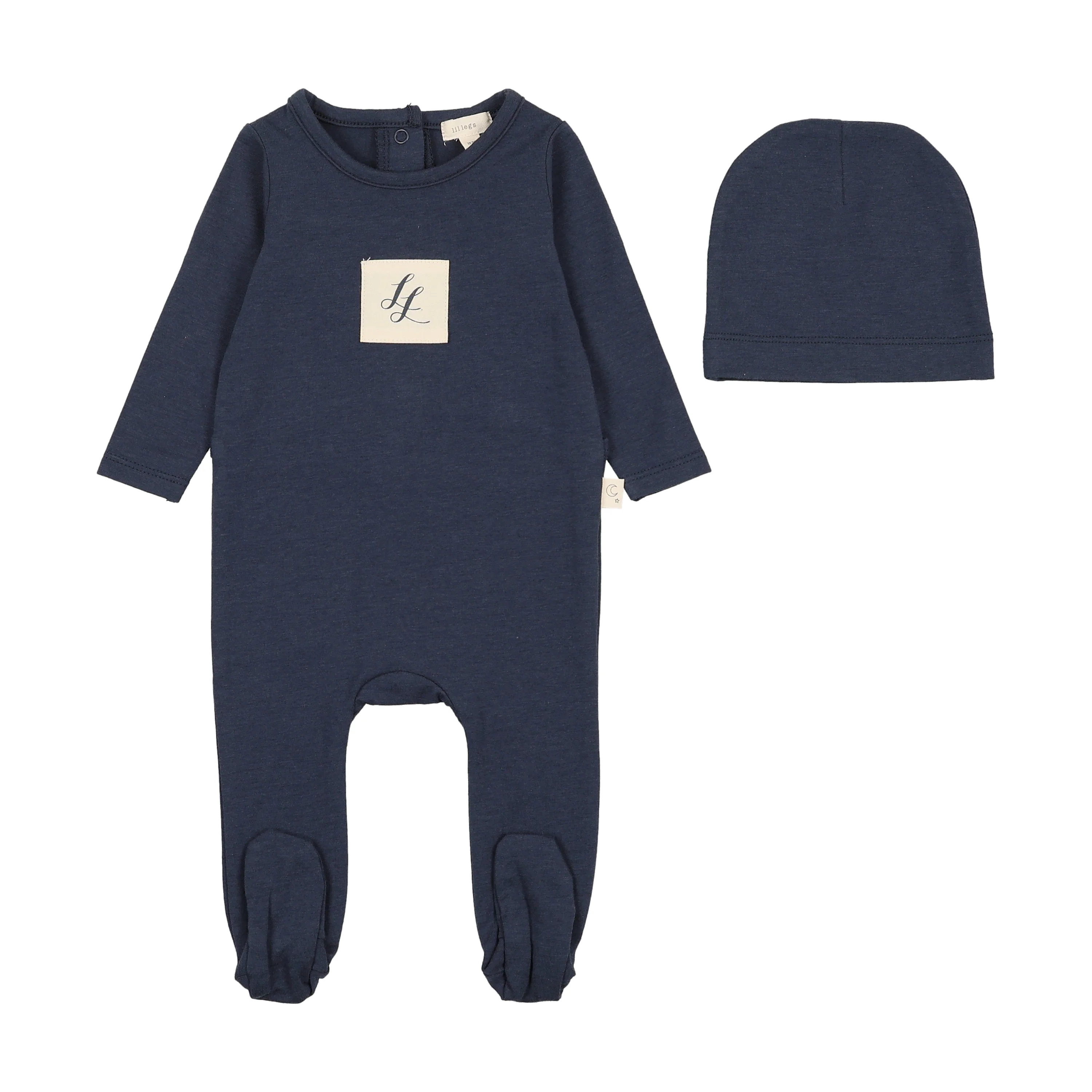 Analogie By Lil Legs Embroidered Lounge Footie - Navy Crest