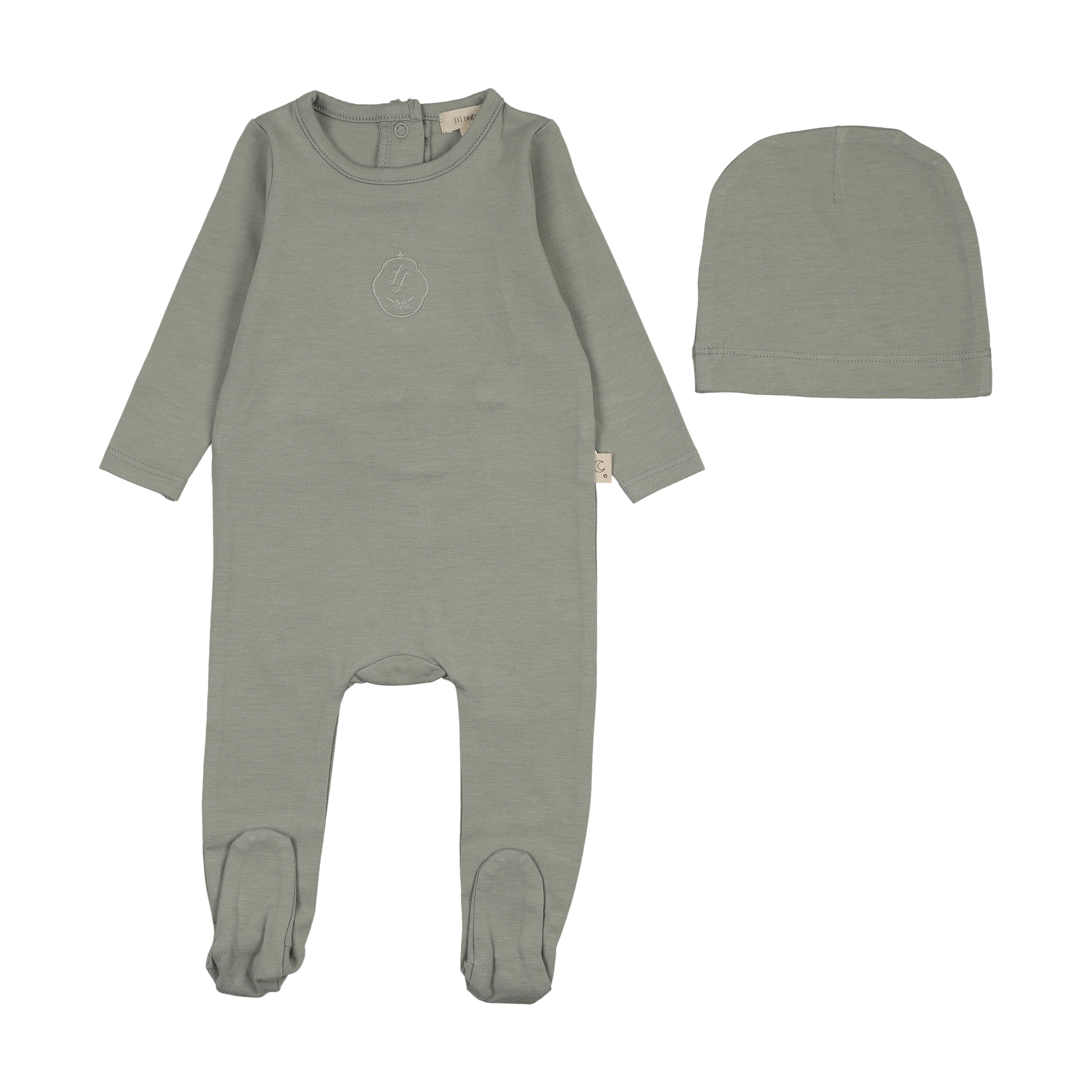 Analogie By Lil Legs Embroidered Lounge Footie - Seafoam