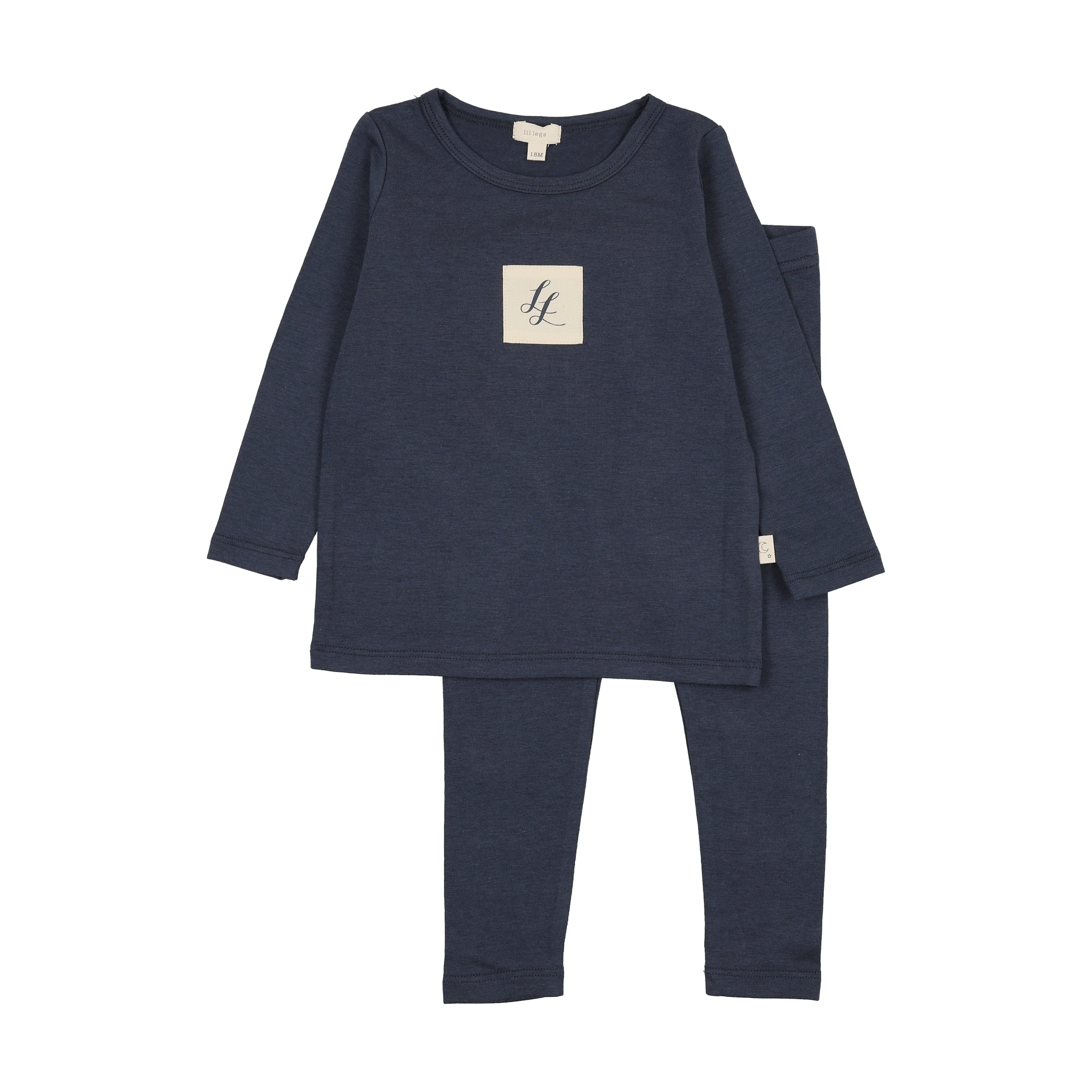 Analogie By Lil Legs Embroidered Lounge Set - Navy Crest
