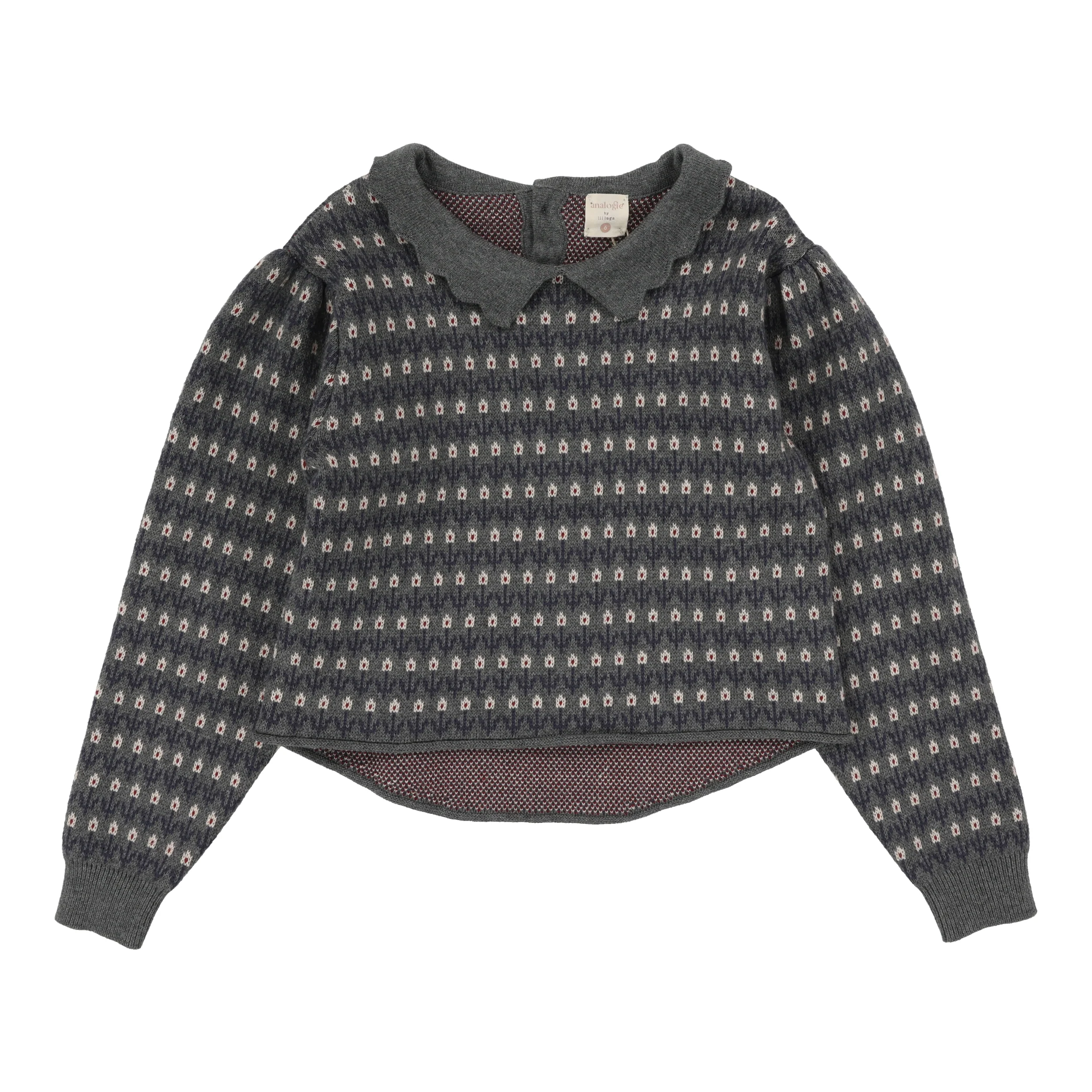 Analogie By Lil Legs Floral Knit Sweater Mid Grey Multi