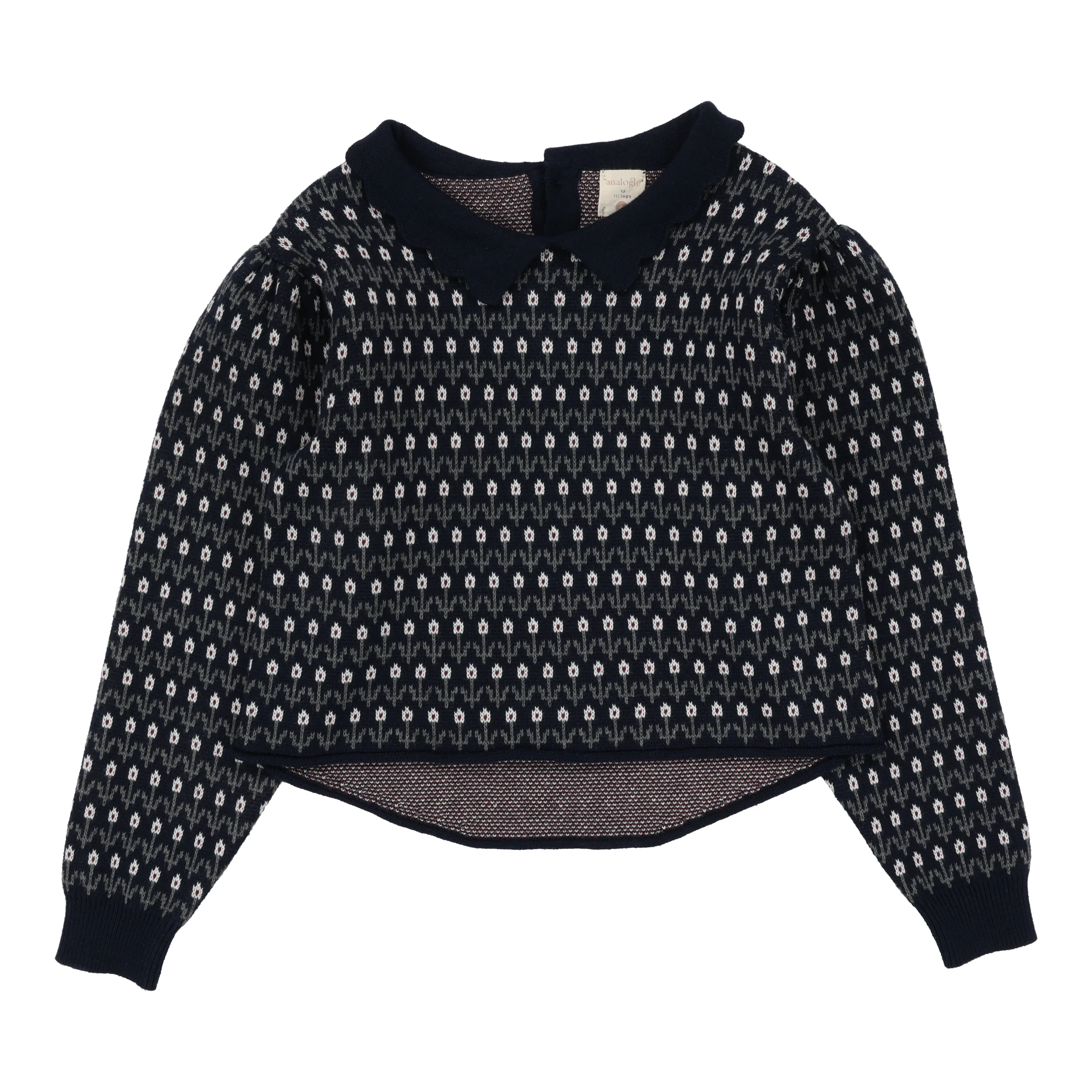 Analogie By Lil Legs Floral Knit Sweater Navy Multi