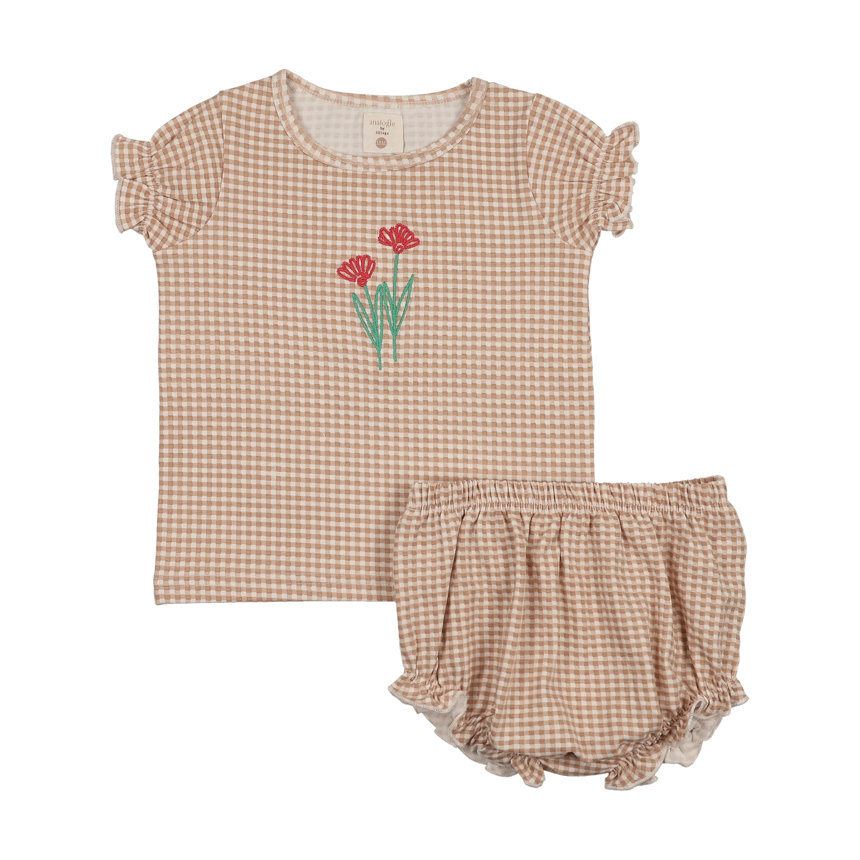 Analogie By Lil Legs Gingham Flower Set - Pink