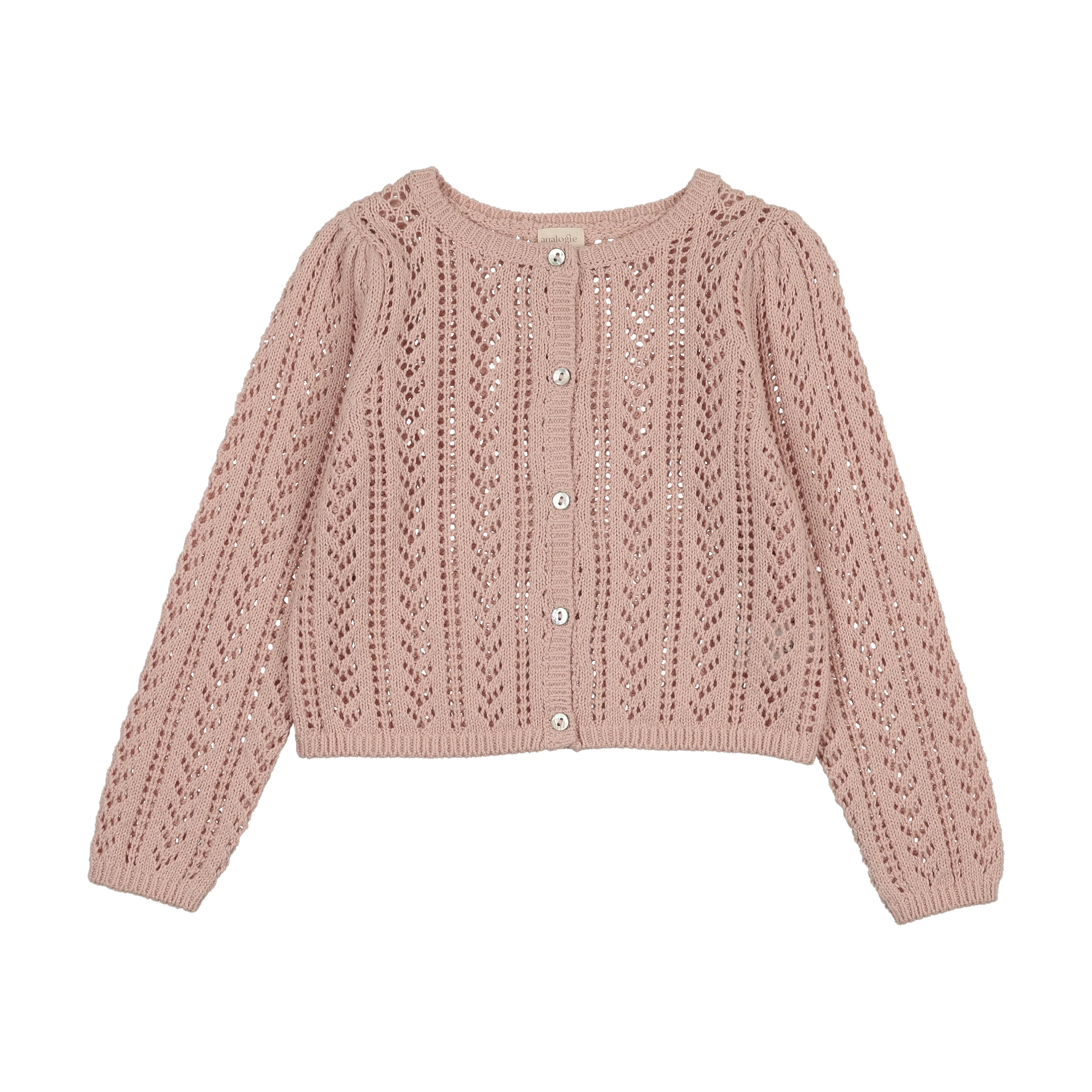 Analogie By Lil Legs Girls Pointelle Cardigan - Bud Pink