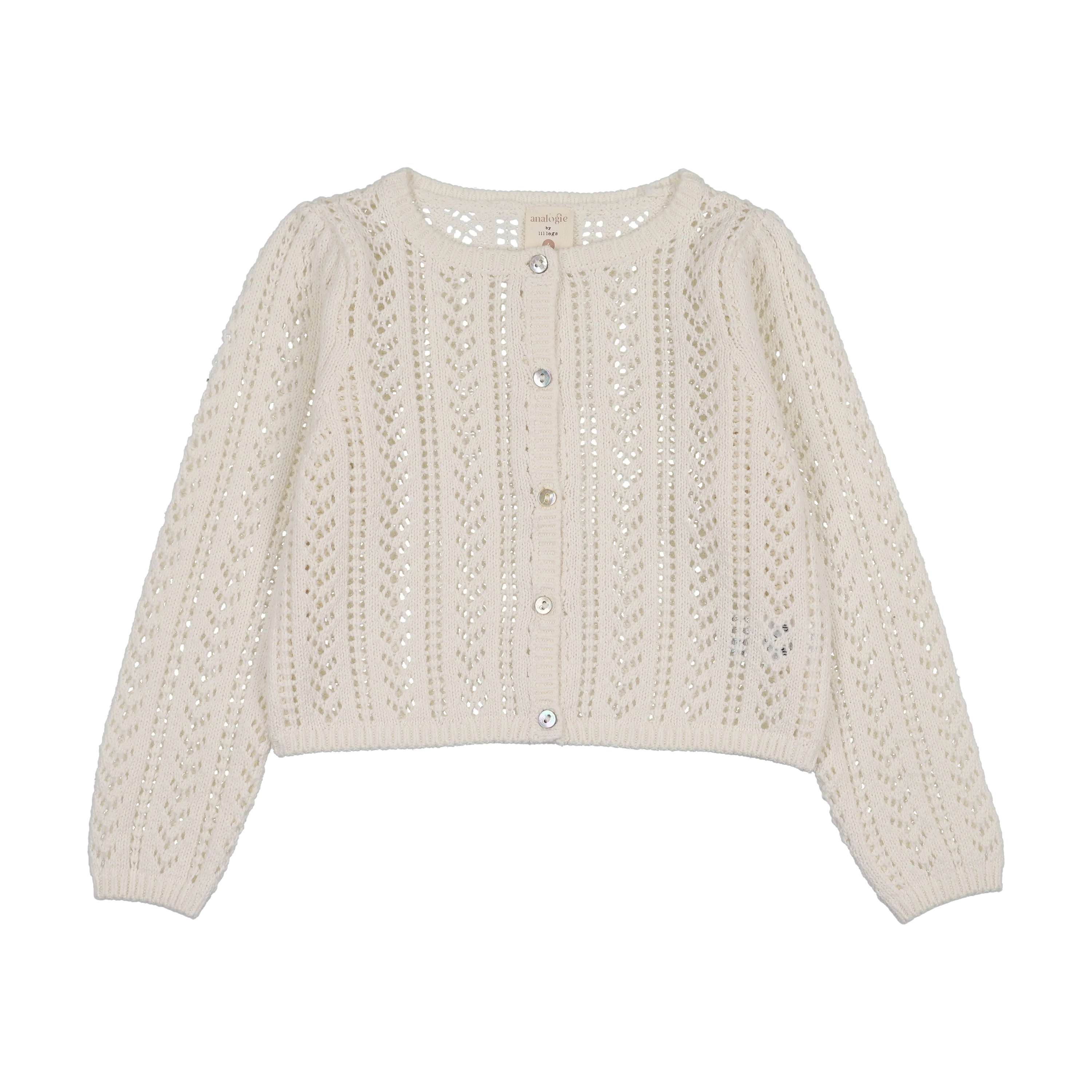 Analogie By Lil Legs Girls Pointelle Cardigan - Cream