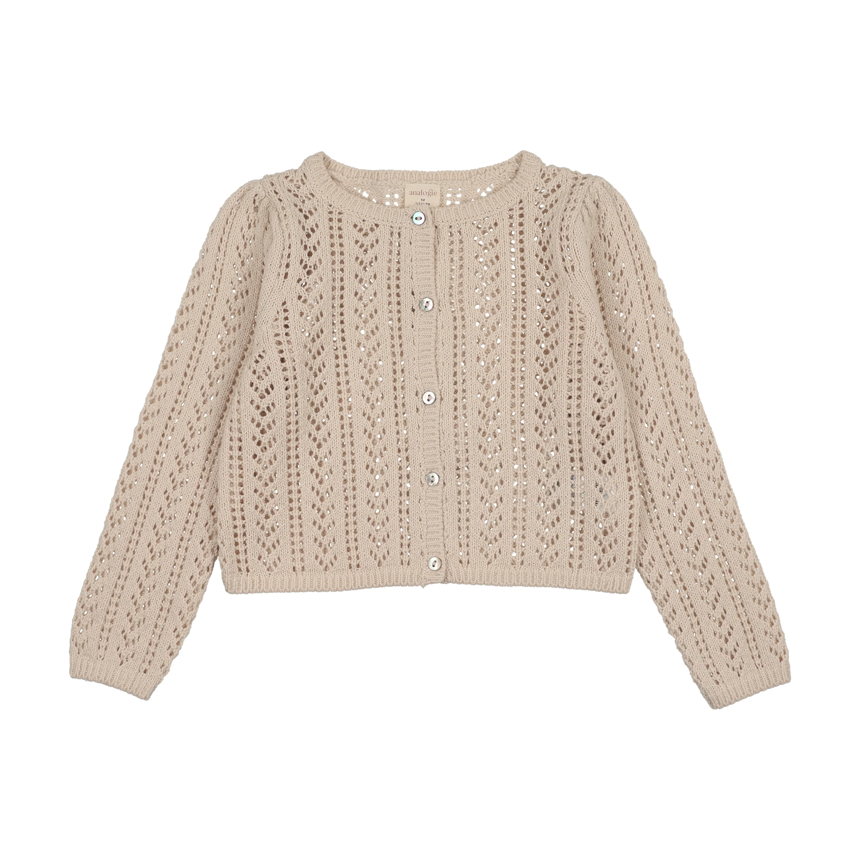 Analogie By Lil Legs Girls Pointelle Cardigan - Wheat