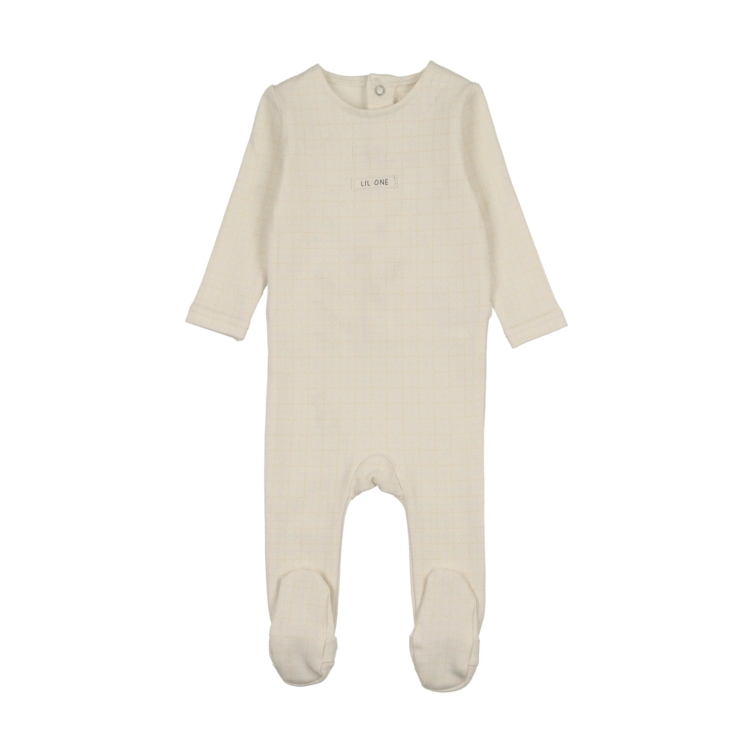 Analogie By Lil Legs Grid Print Footie - Cream/Blue