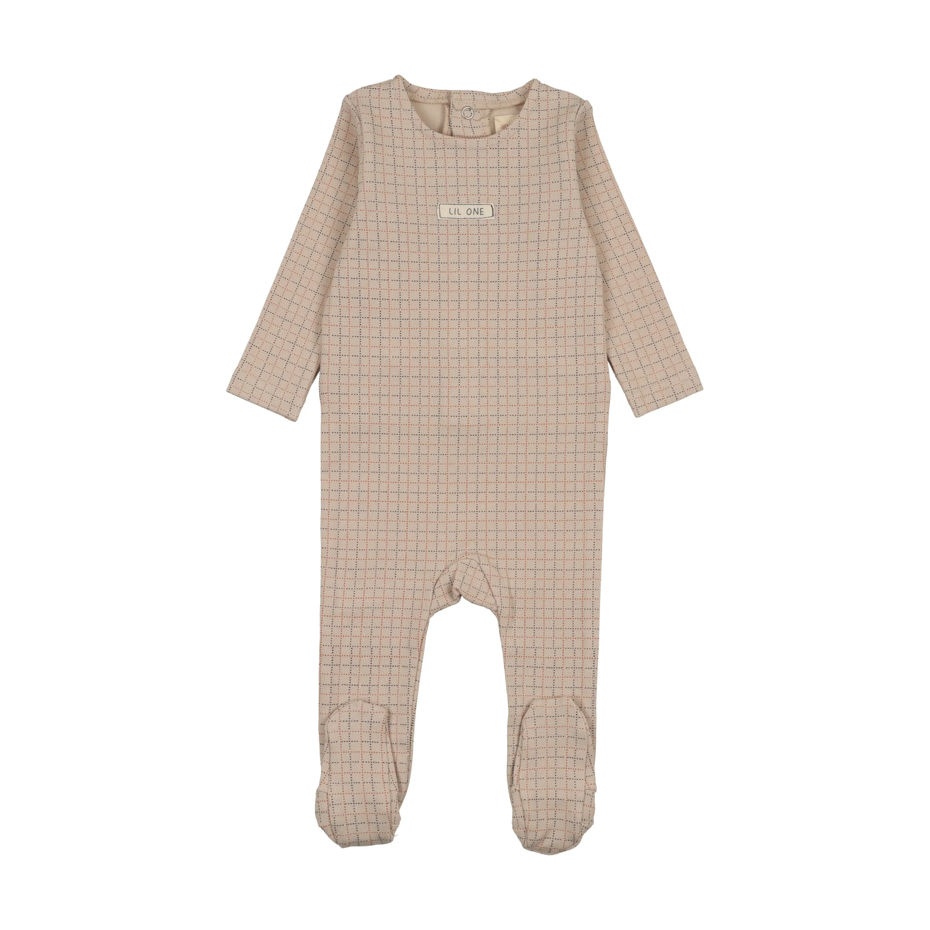 Analogie By Lil Legs Grid Print Footie - Oat