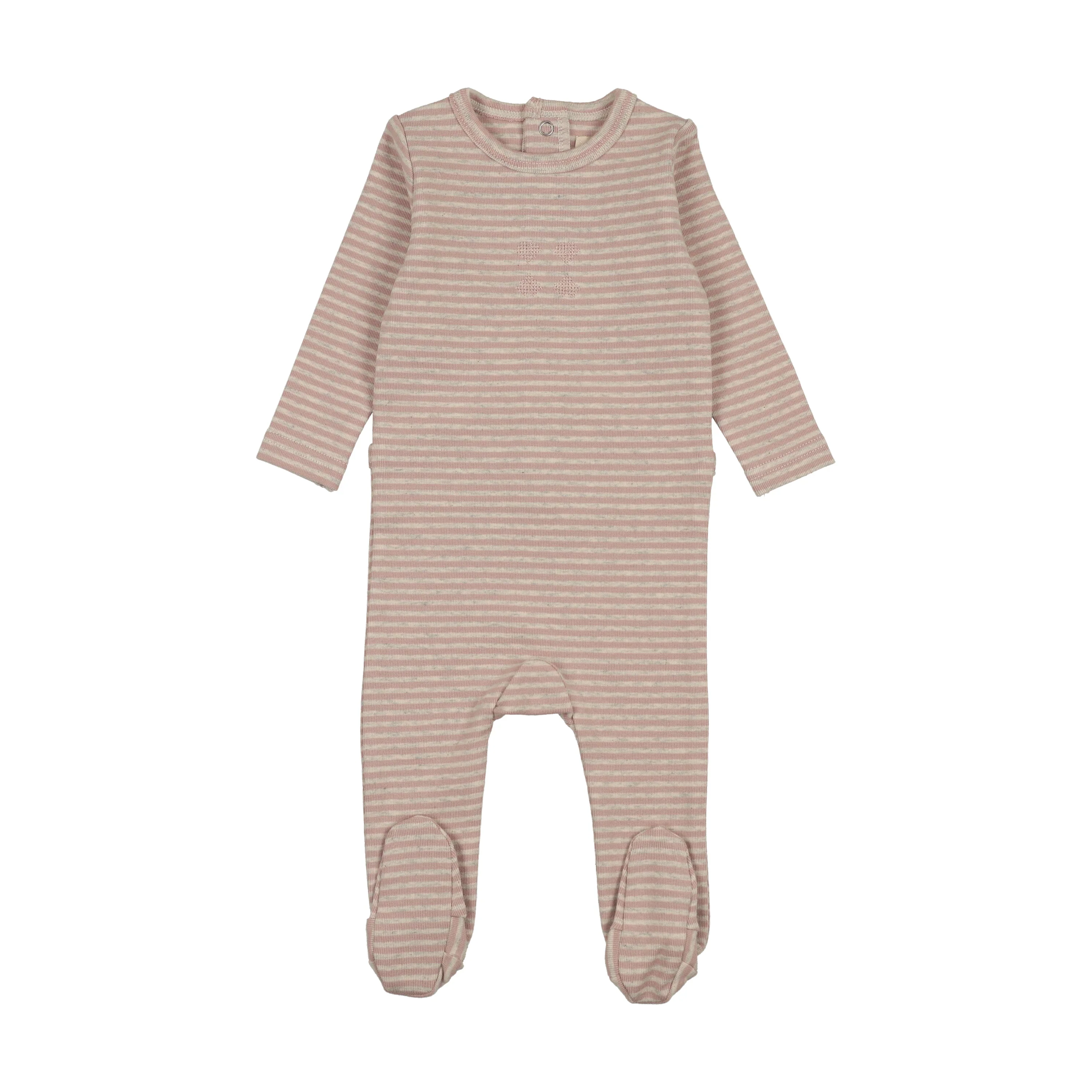 Analogie By Lil Legs Heather Stripe Footie - Cream/Oat