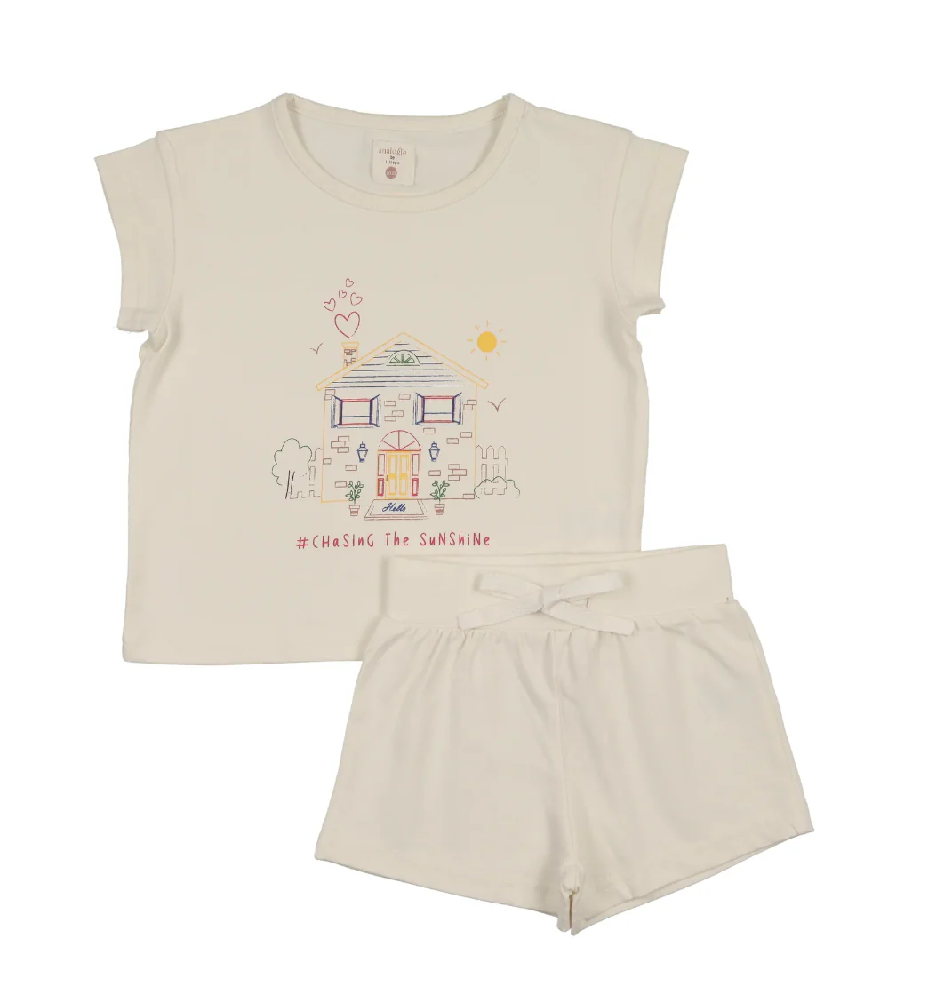 Analogie By Lil Legs House Marled Set Girl - Cream