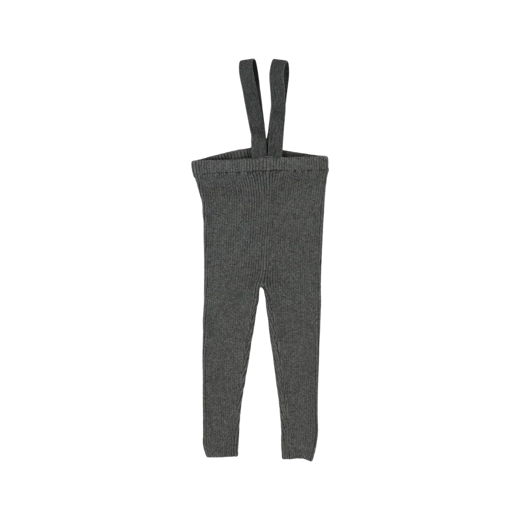 Analogie By Lil Legs Knit Long Suspender Leggings - Heather Grey