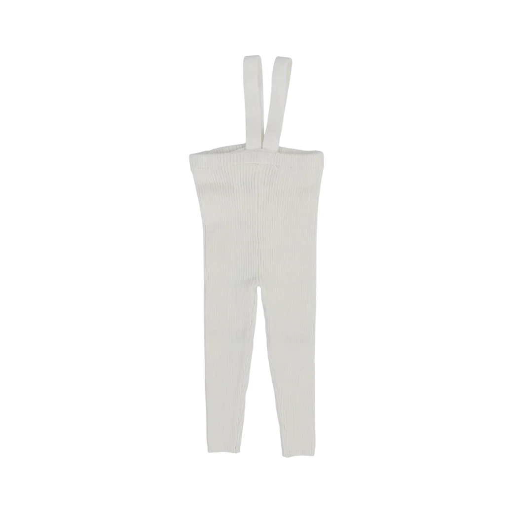Analogie By Lil Legs Knit Long Suspender Leggings - Off White