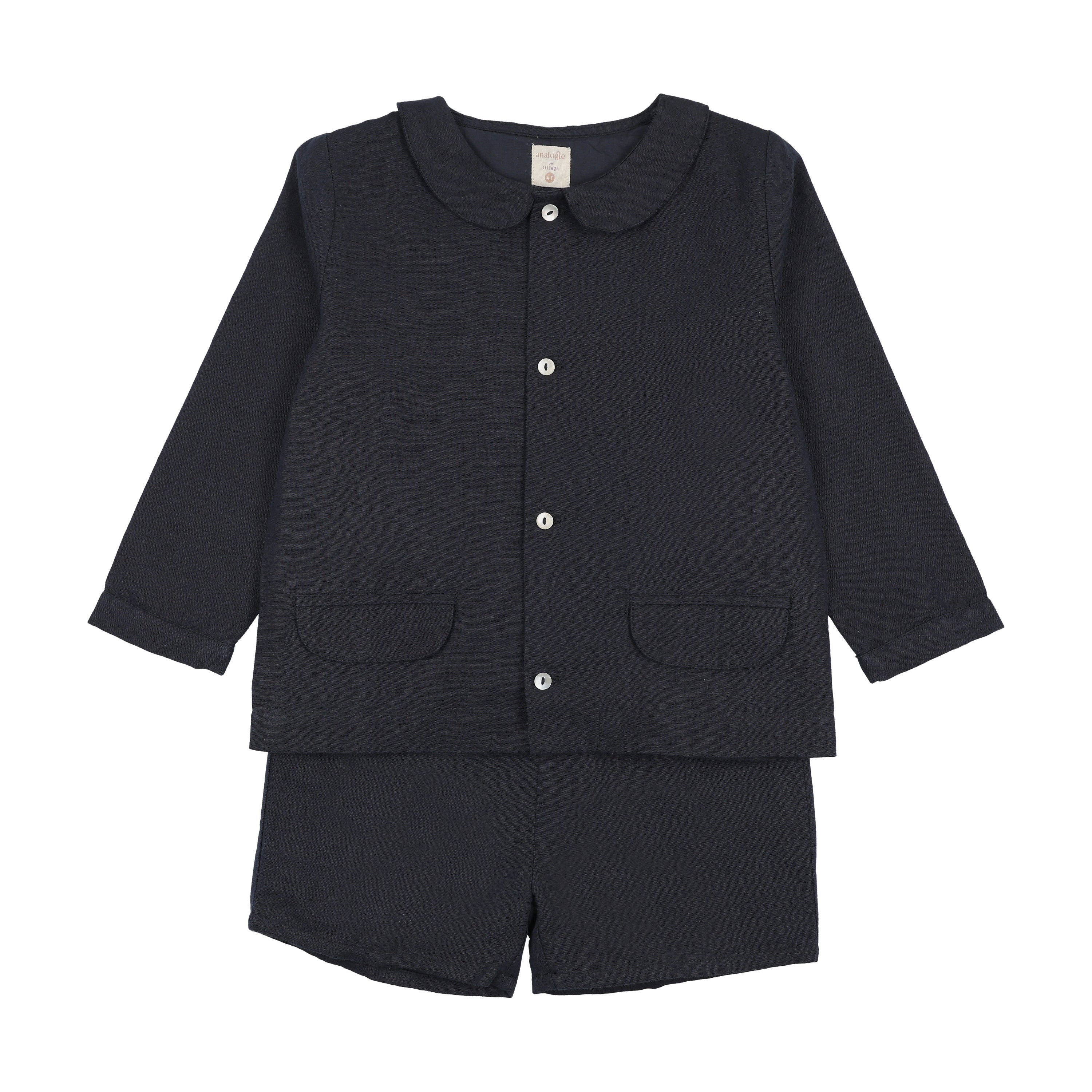 Analogie By Lil Legs Linen Suit - Navy