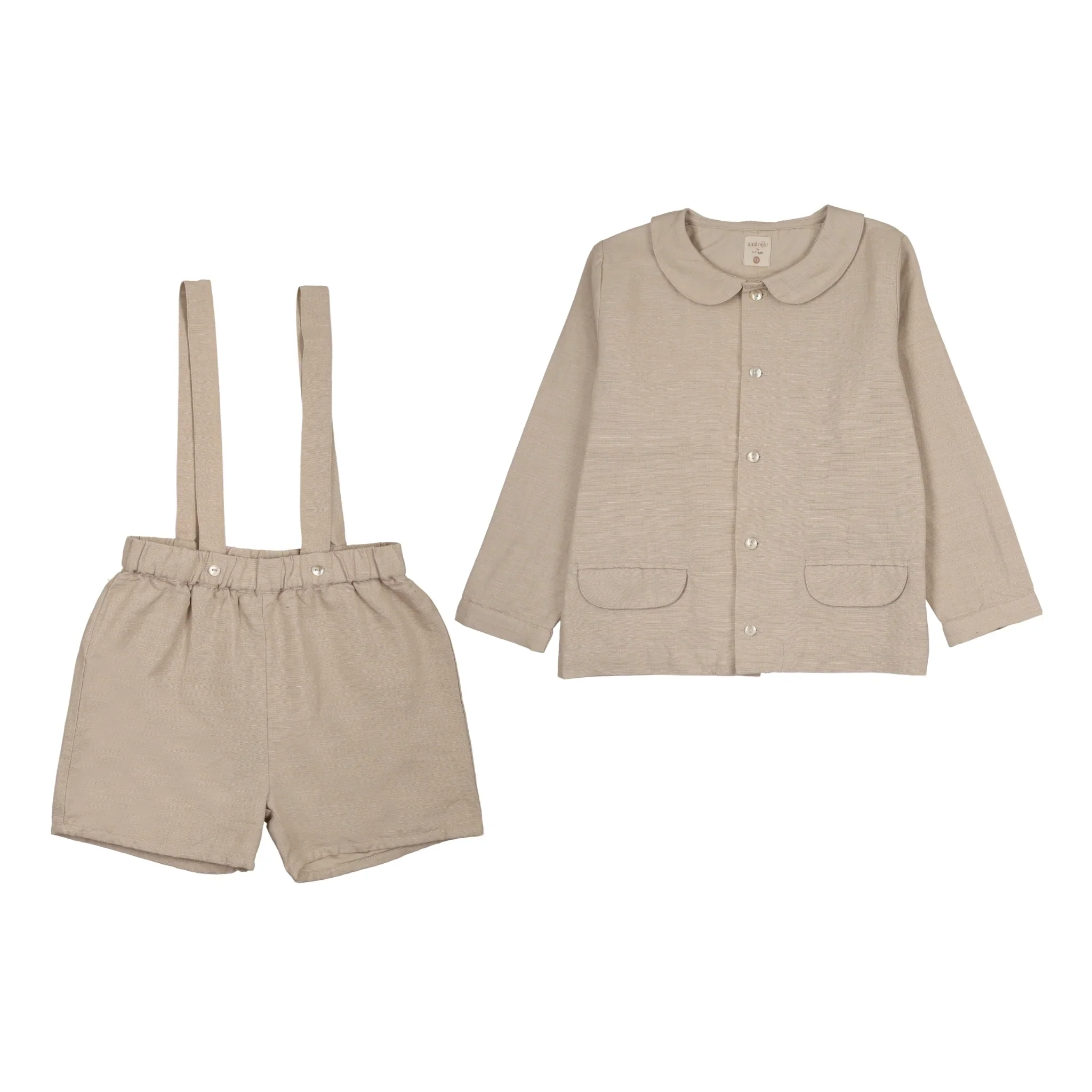 Analogie By Lil Legs Linen Suit - Wheat