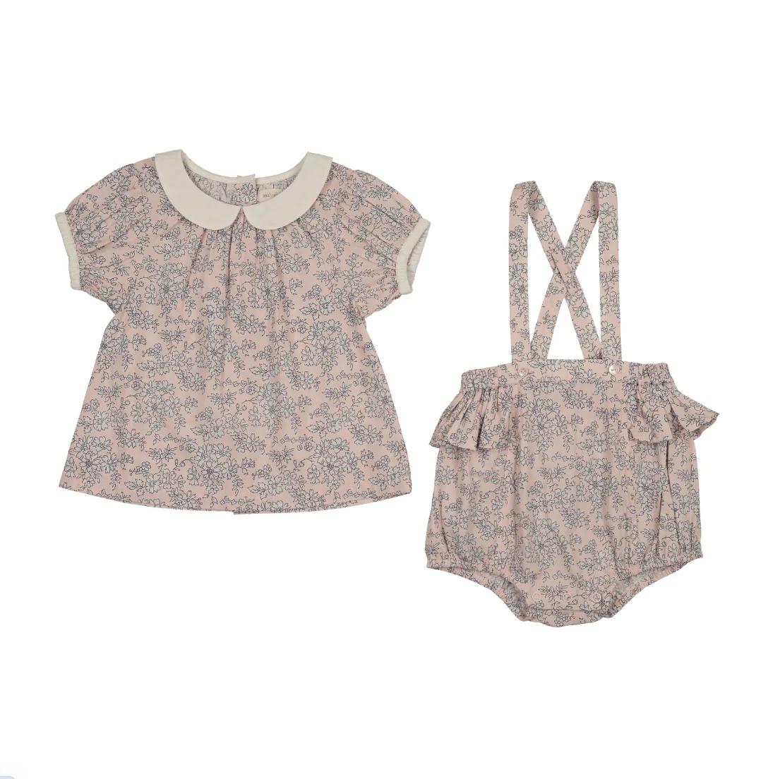 Analogie By Lil Legs Mountain Meadows Bloomer Set - Bud Pink